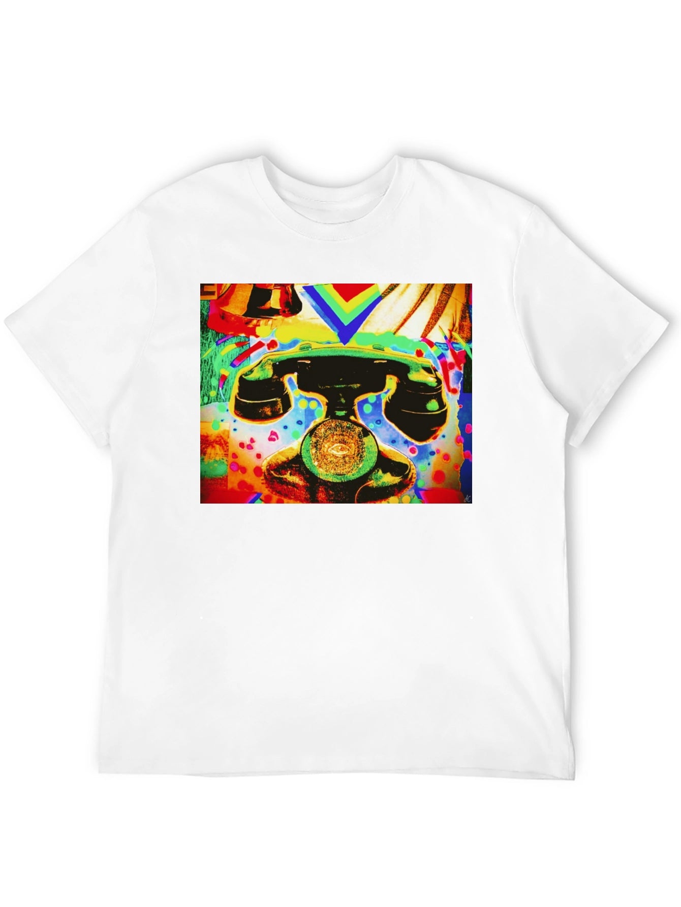Retro Phone Graphic Tee - Vivid Art Design