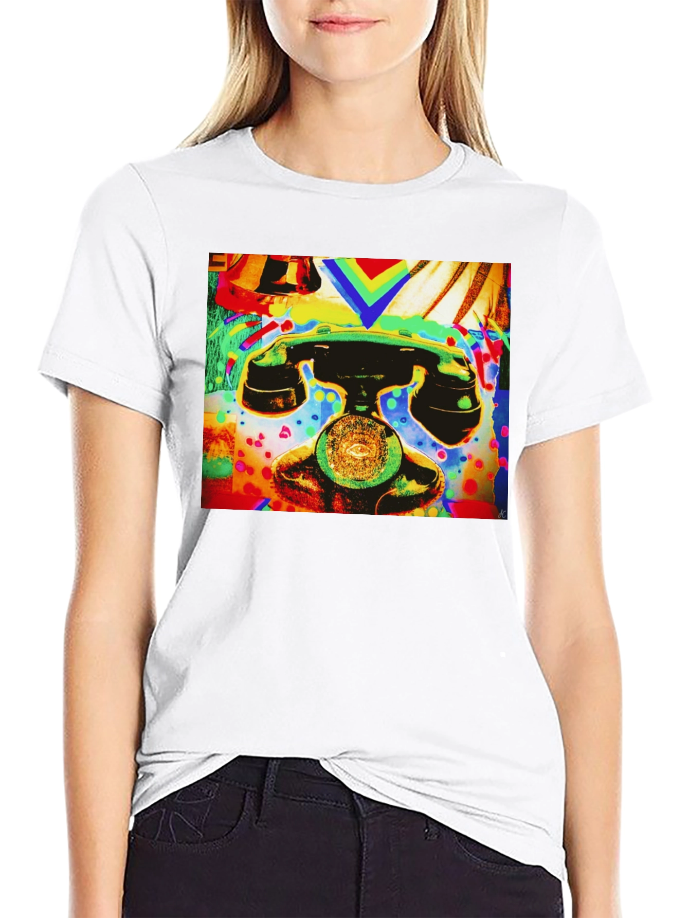 Retro Phone Graphic Tee - Vivid Art Design