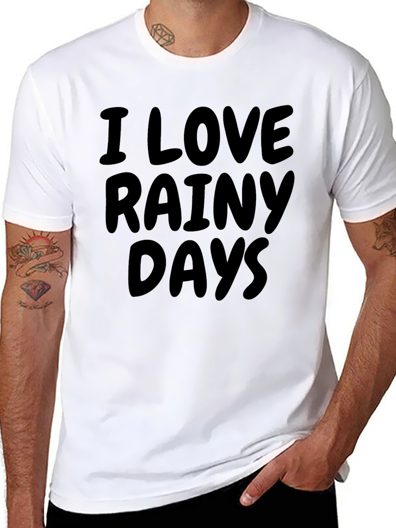 I Love Rainy Days Black Graphic T-Shirt