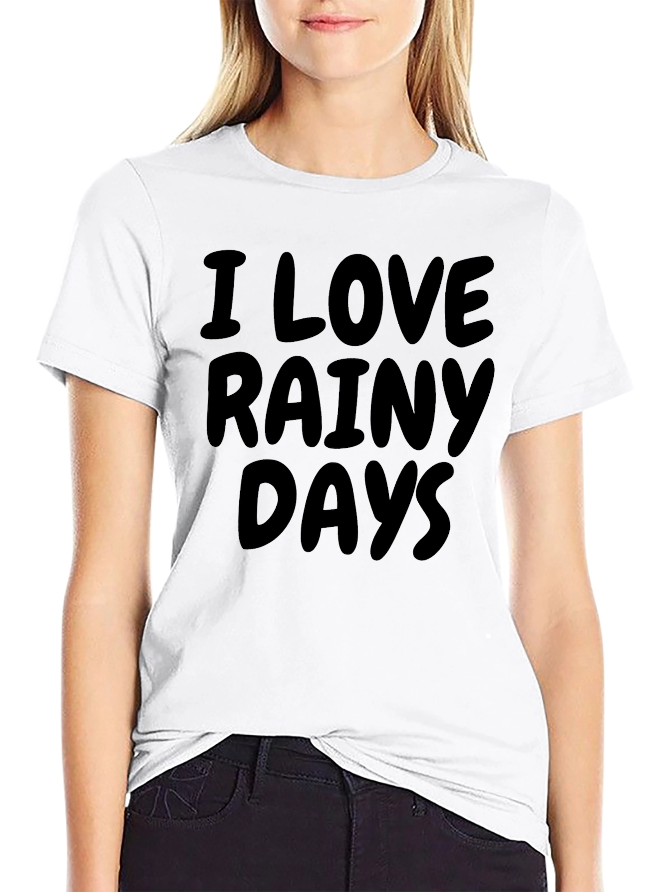 I Love Rainy Days Black Graphic T-Shirt
