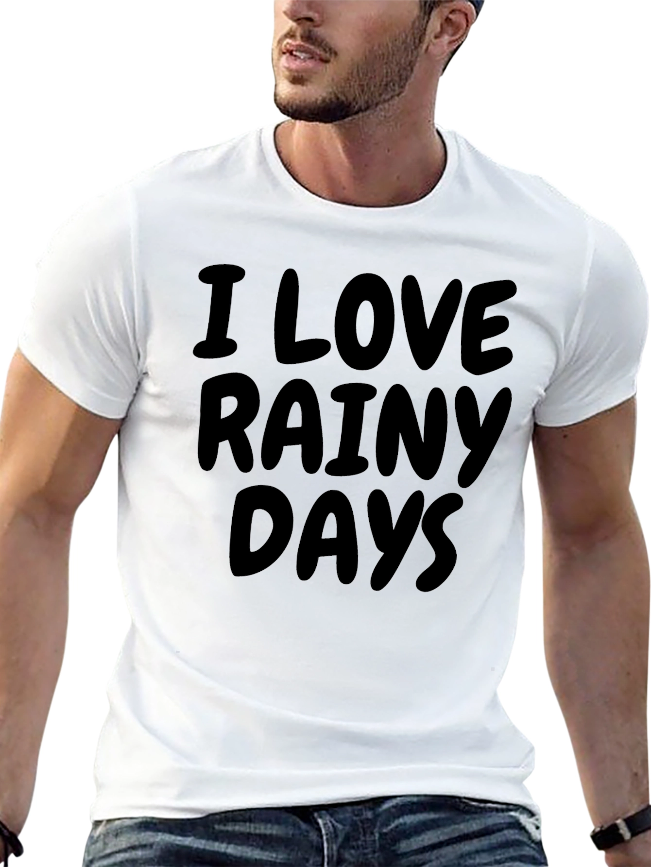 I Love Rainy Days Black Graphic T-Shirt