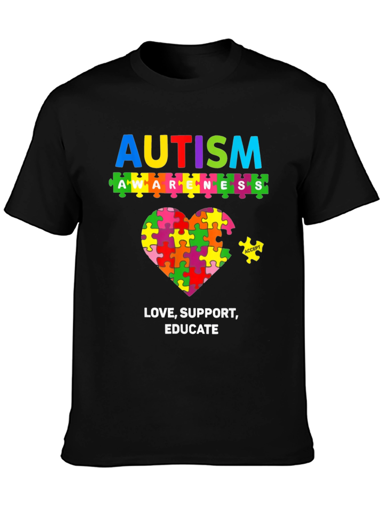 Autism Awareness Puzzle Heart Graphic Tee