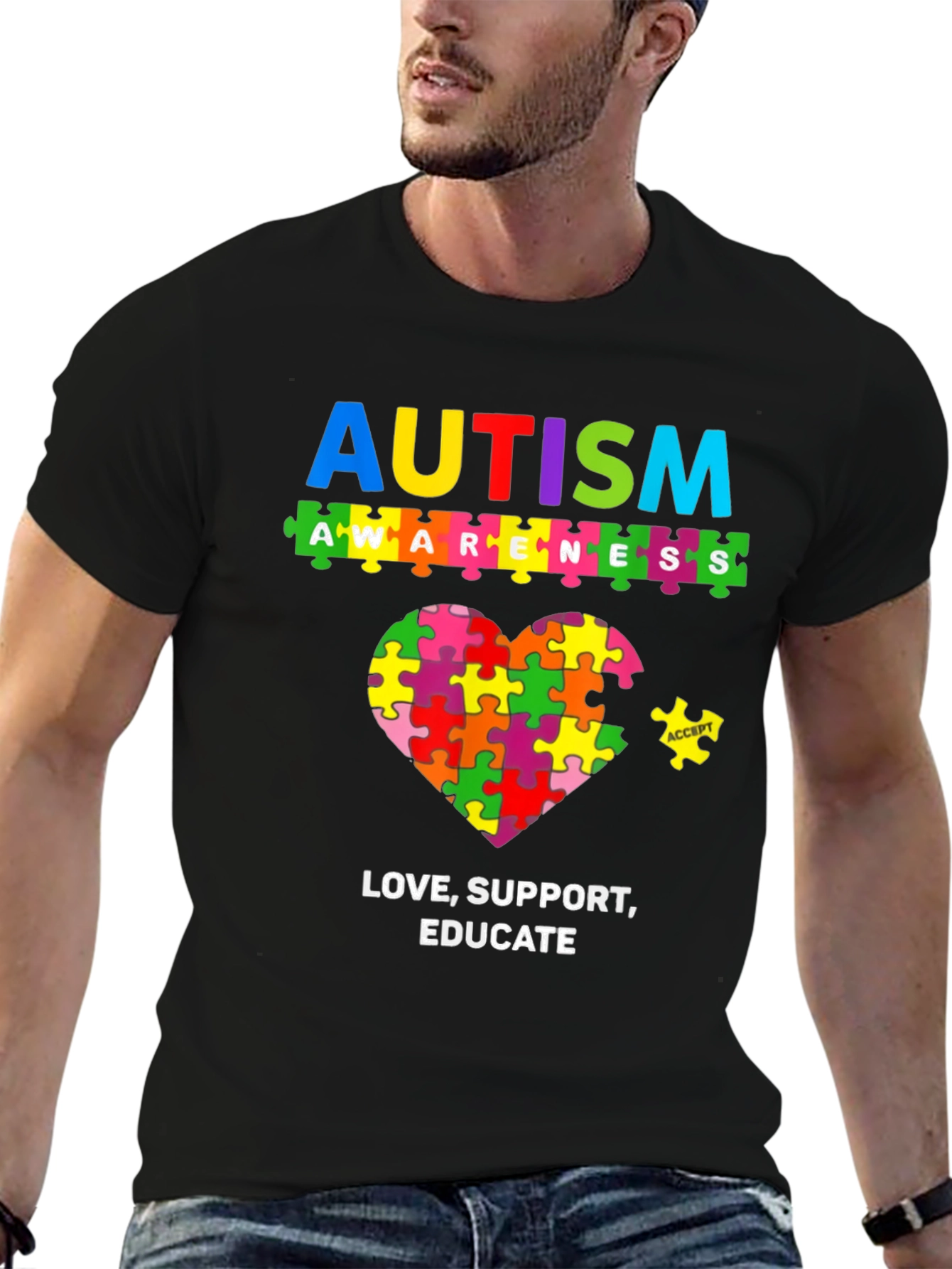 Autism Awareness Puzzle Heart Graphic Tee