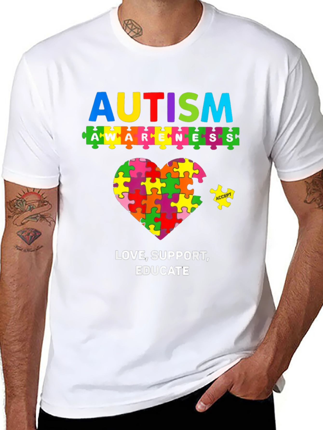 Autism Awareness Puzzle Heart Graphic Tee