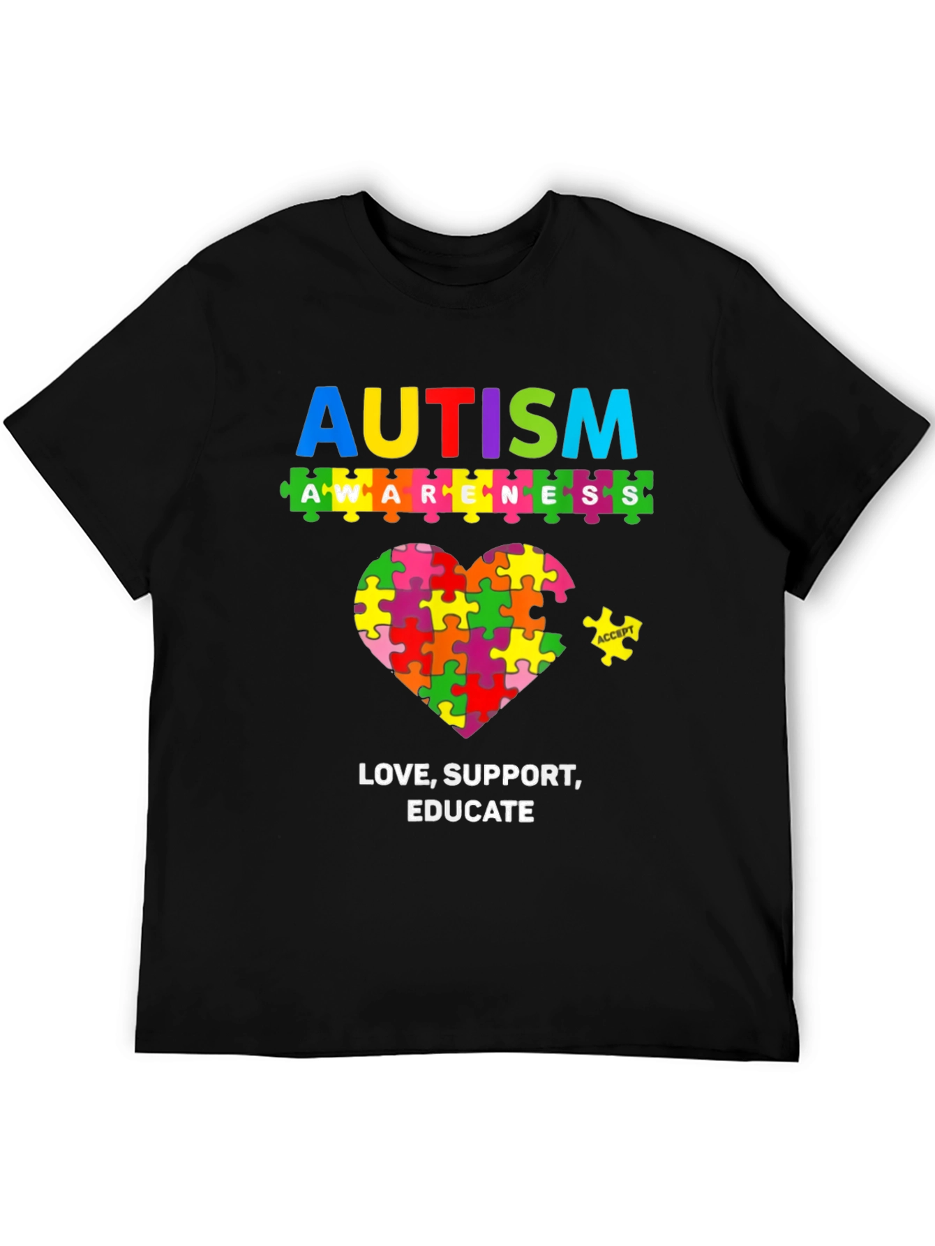 Autism Awareness Puzzle Heart Graphic Tee