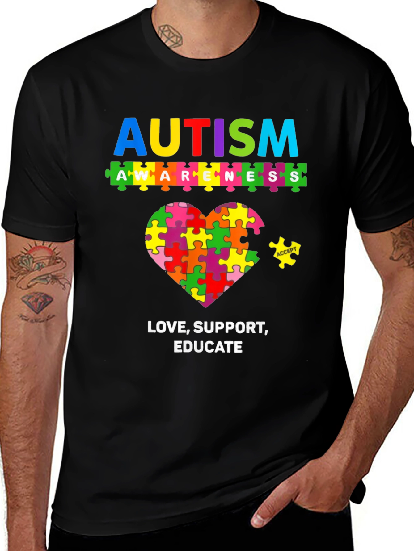 Autism Awareness Puzzle Heart Graphic Tee