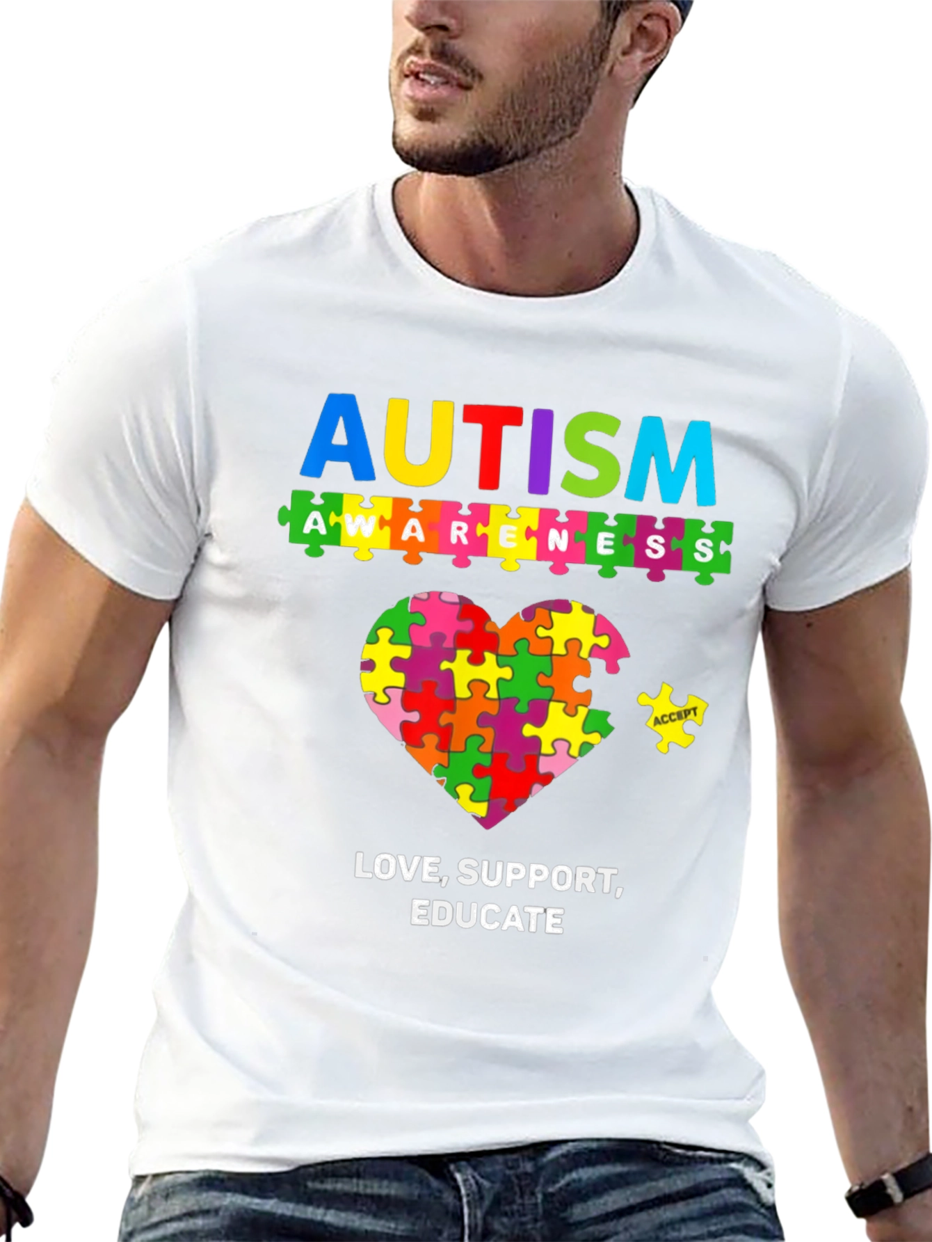Autism Awareness Puzzle Heart Graphic Tee
