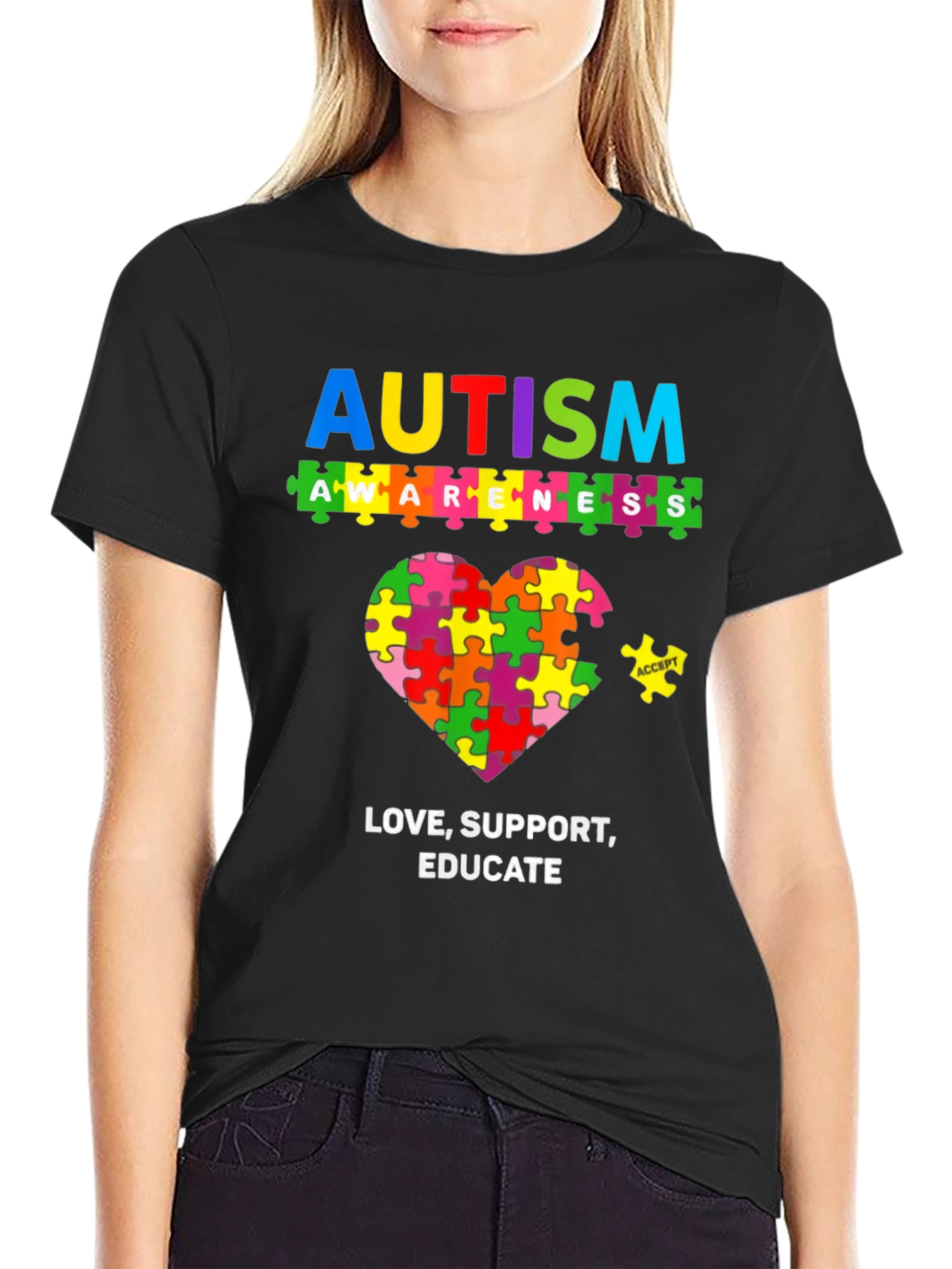 Autism Awareness Puzzle Heart Graphic Tee