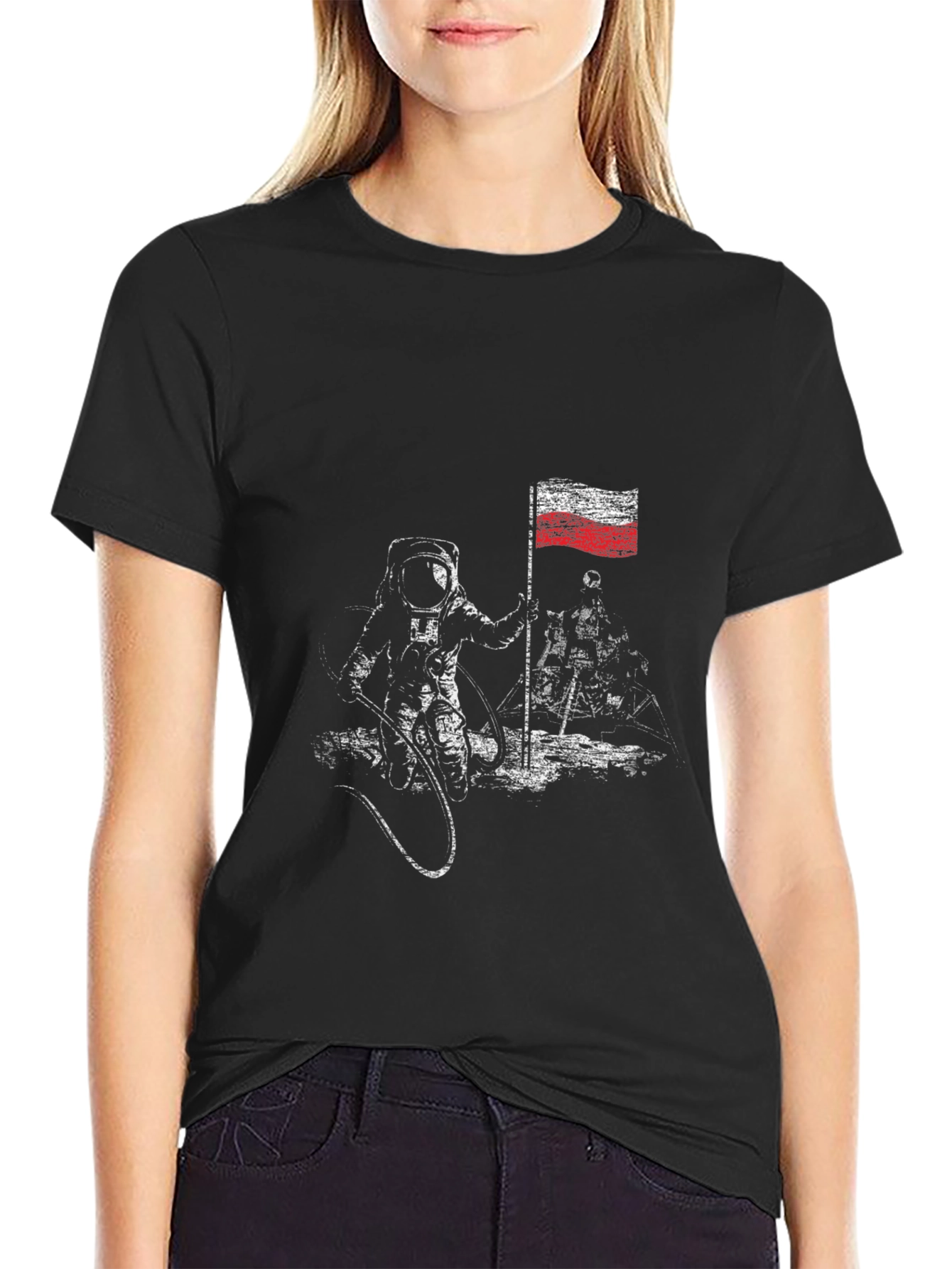 Astronaut Poland Flag T-Shirt - Lunar Landing Tee