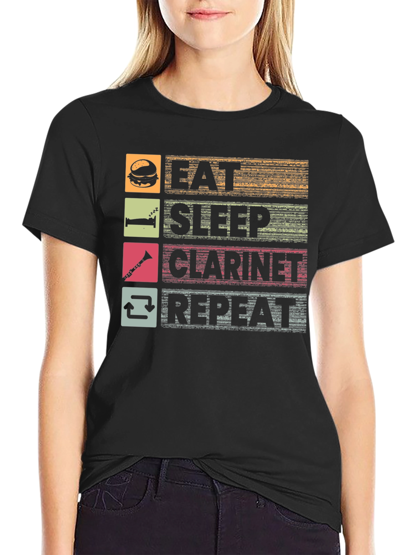 Eat Sleep Clarinet Repeat Graphic Tee