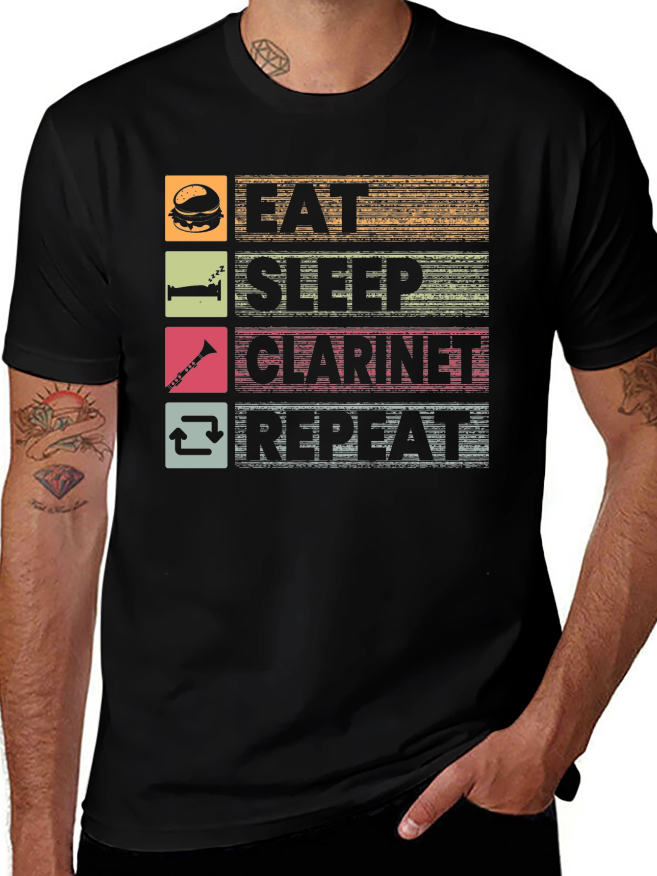 Eat Sleep Clarinet Repeat Graphic Tee
