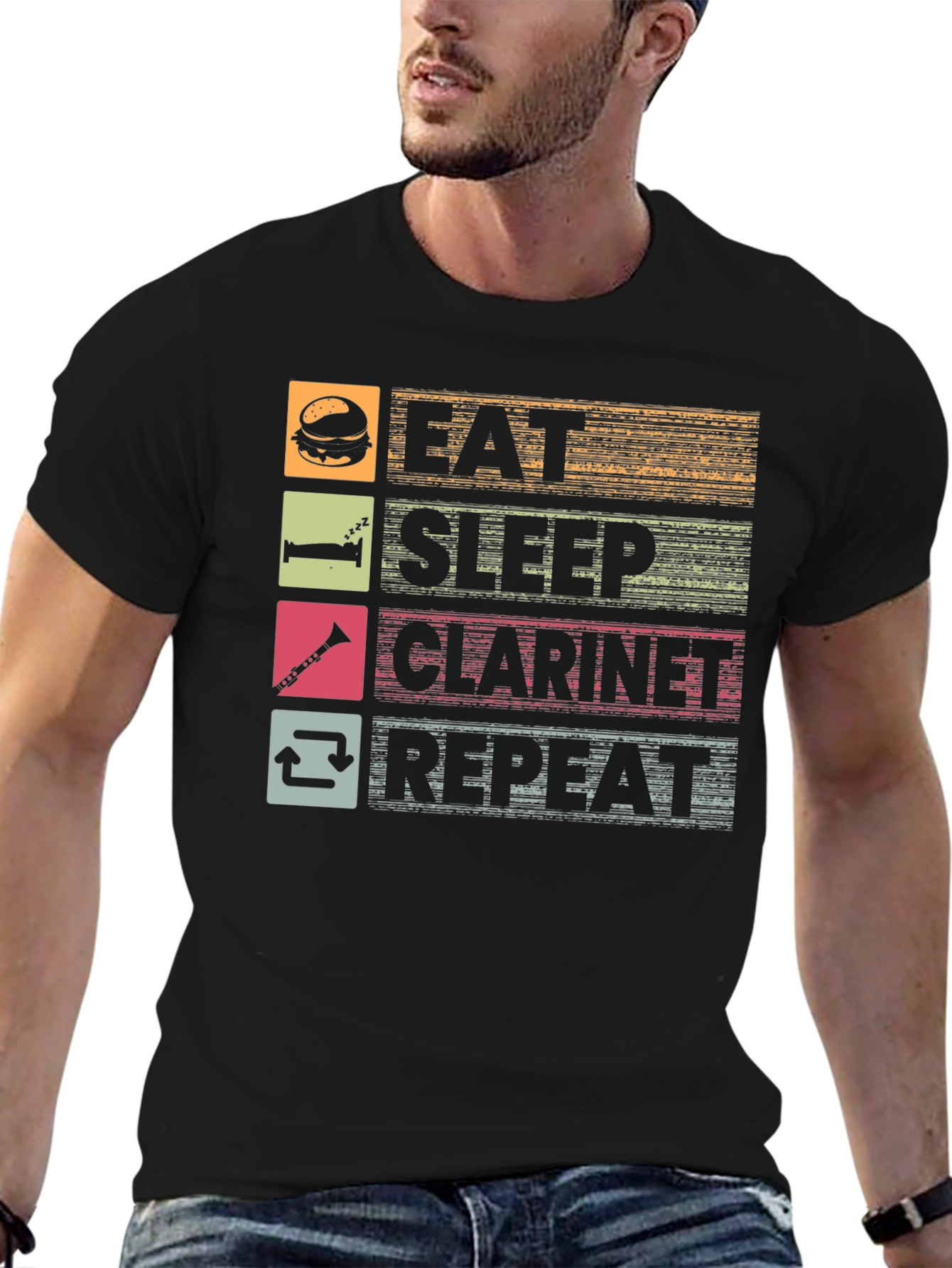 Eat Sleep Clarinet Repeat Graphic Tee