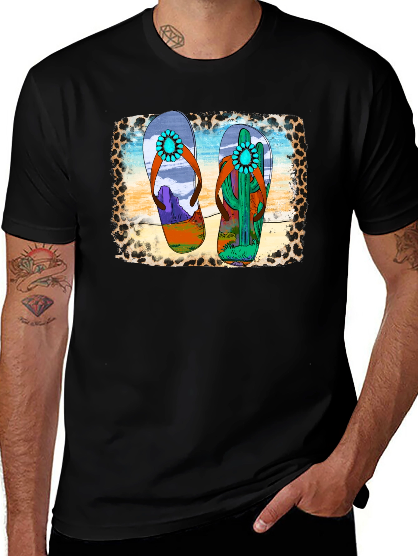Desert Flip Flop Graphic Tee - Black