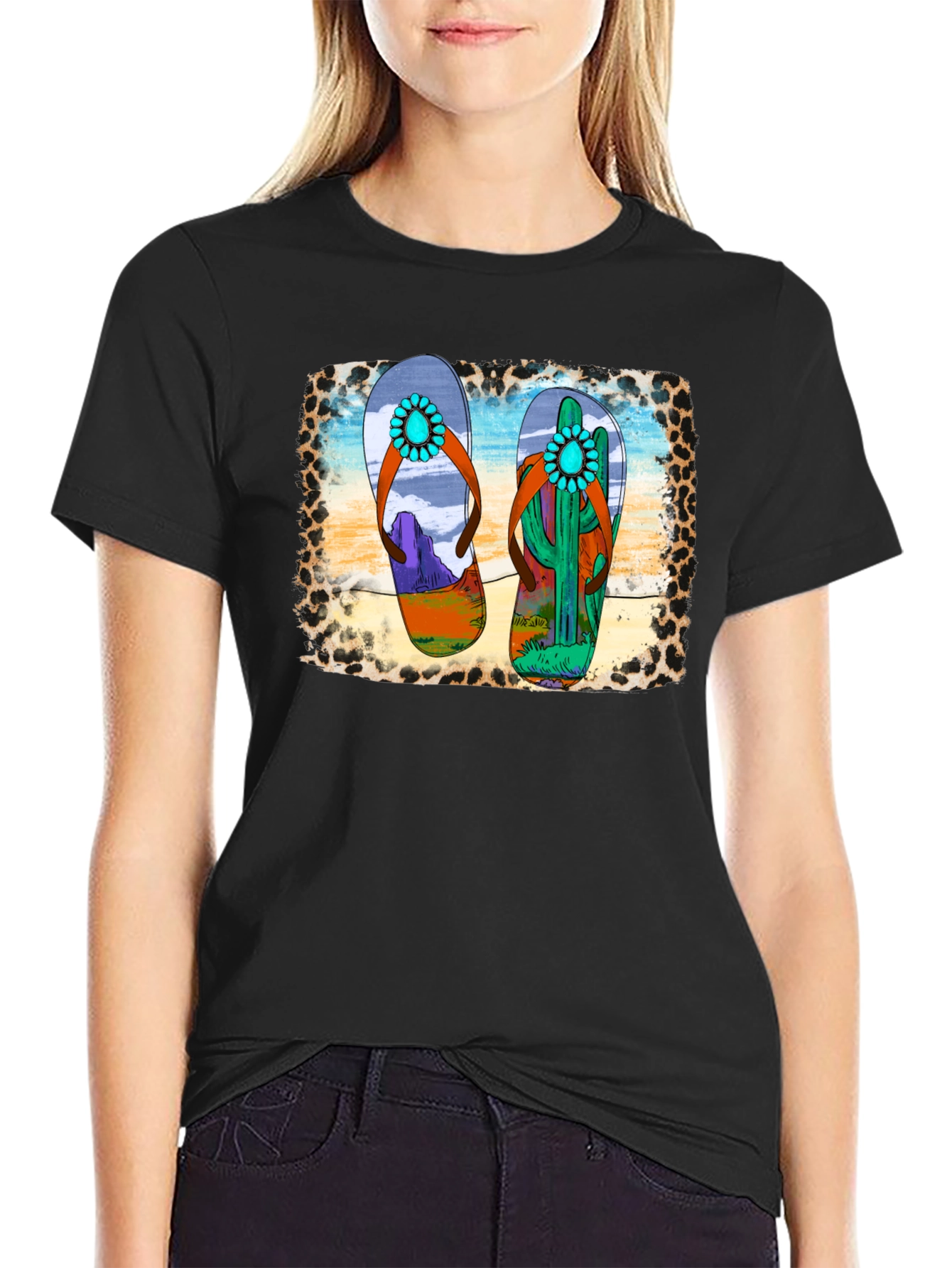 Desert Flip Flop Graphic Tee - Black