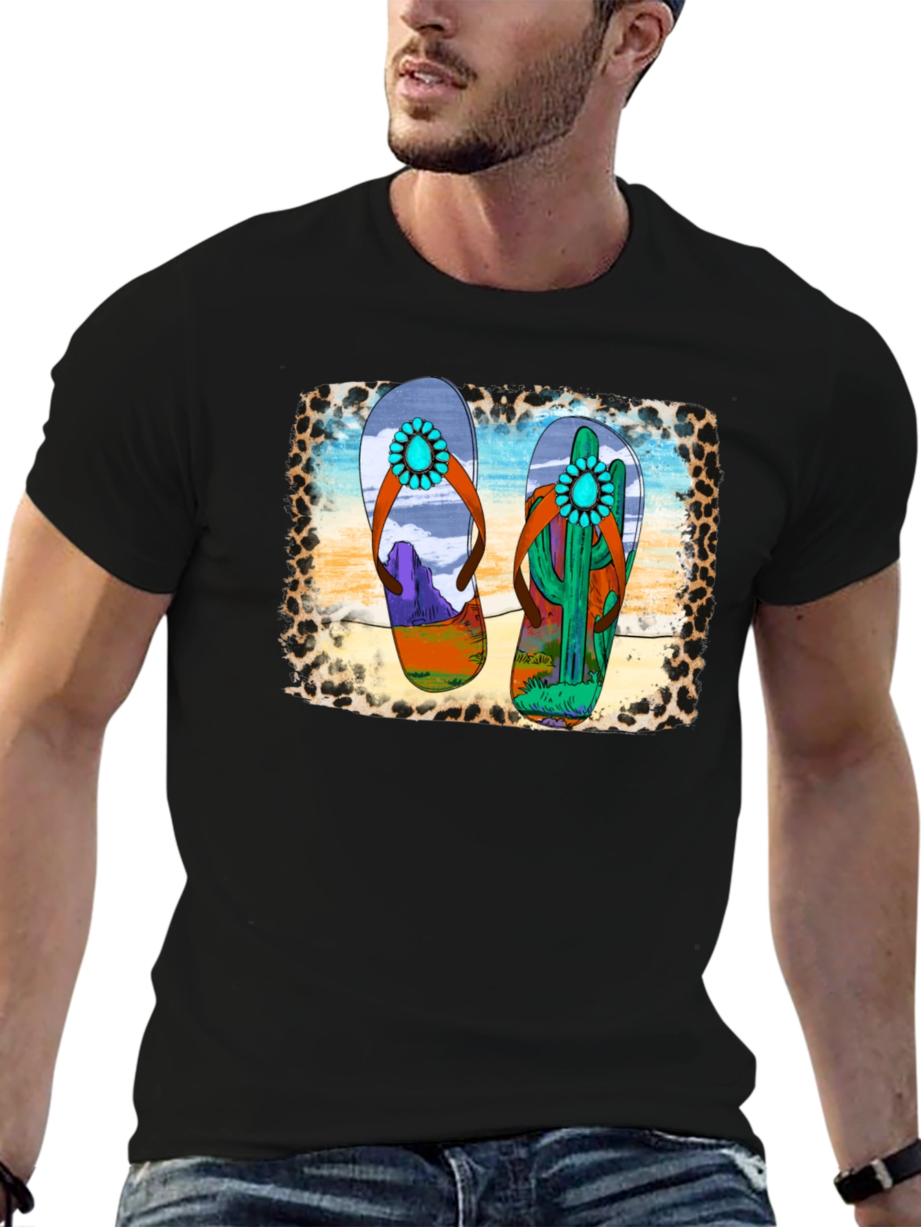 Desert Flip Flop Graphic Tee - Black