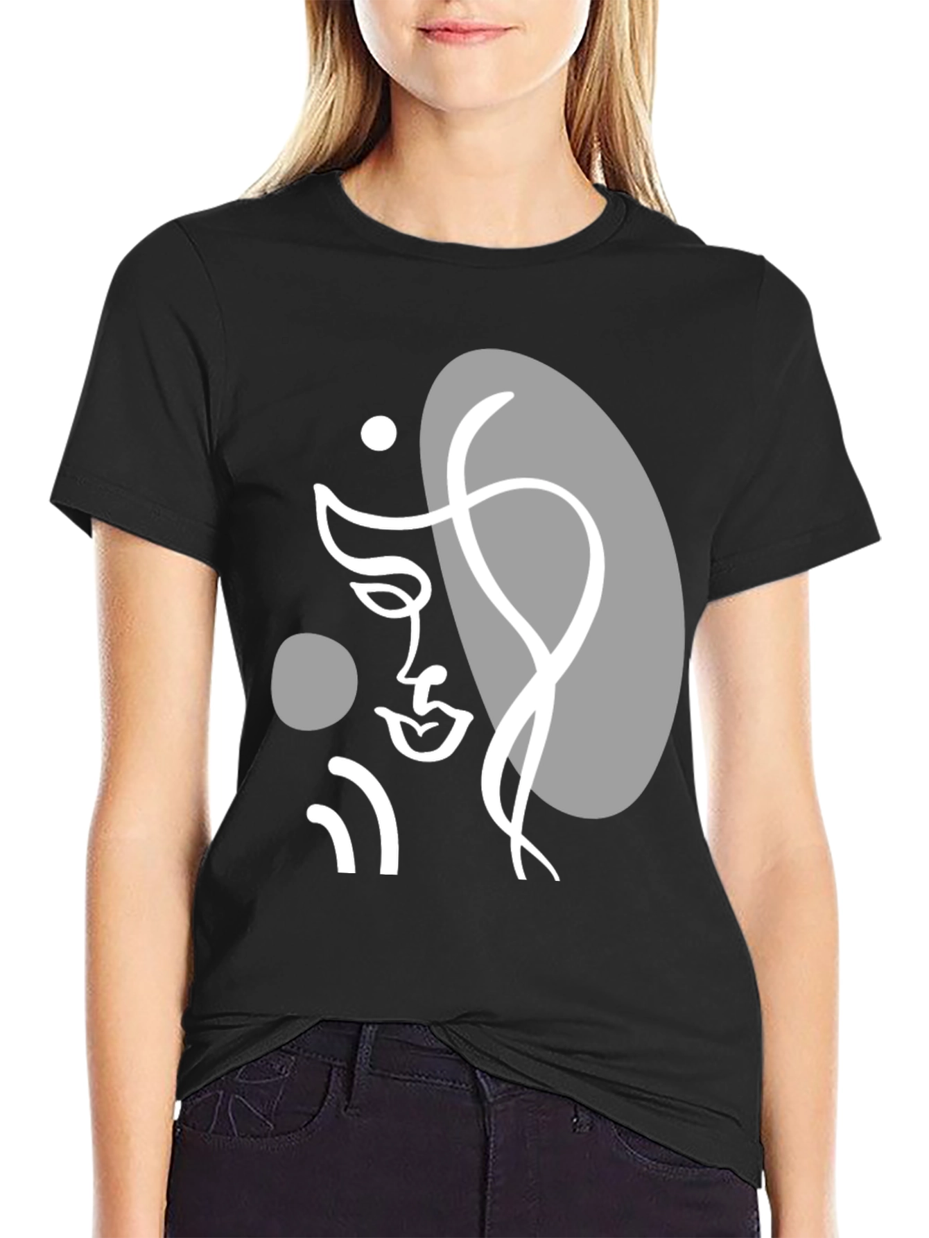 Abstract Face Graphic Tee - Modern Art T-Shirt