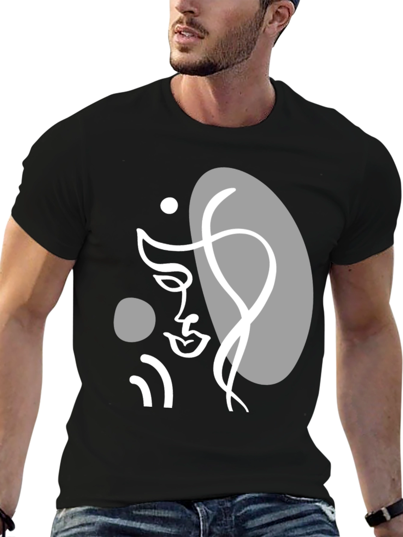 Abstract Face Graphic Tee - Modern Art T-Shirt