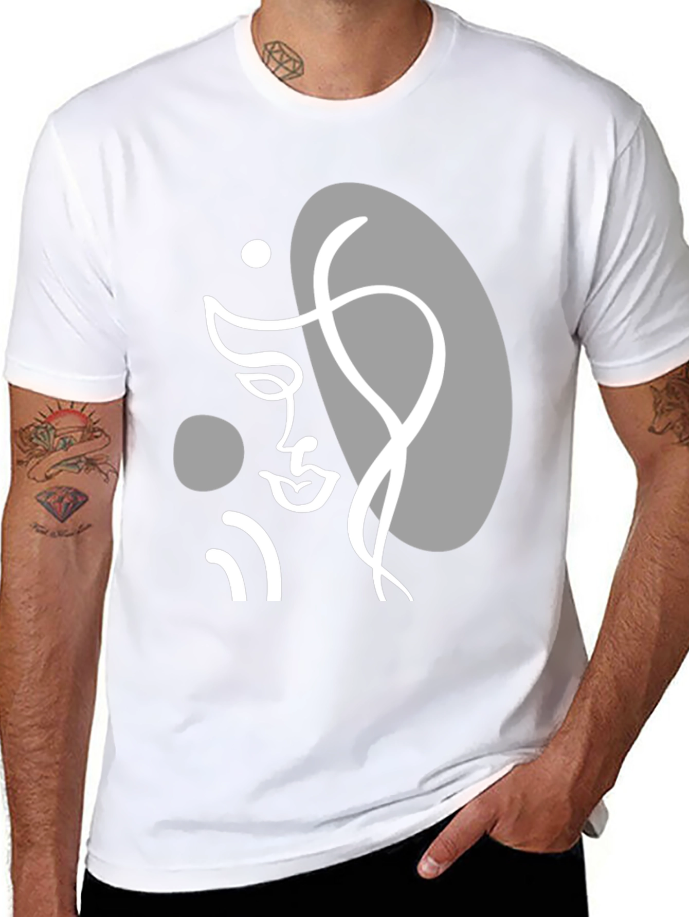 Abstract Face Graphic Tee - Modern Art T-Shirt