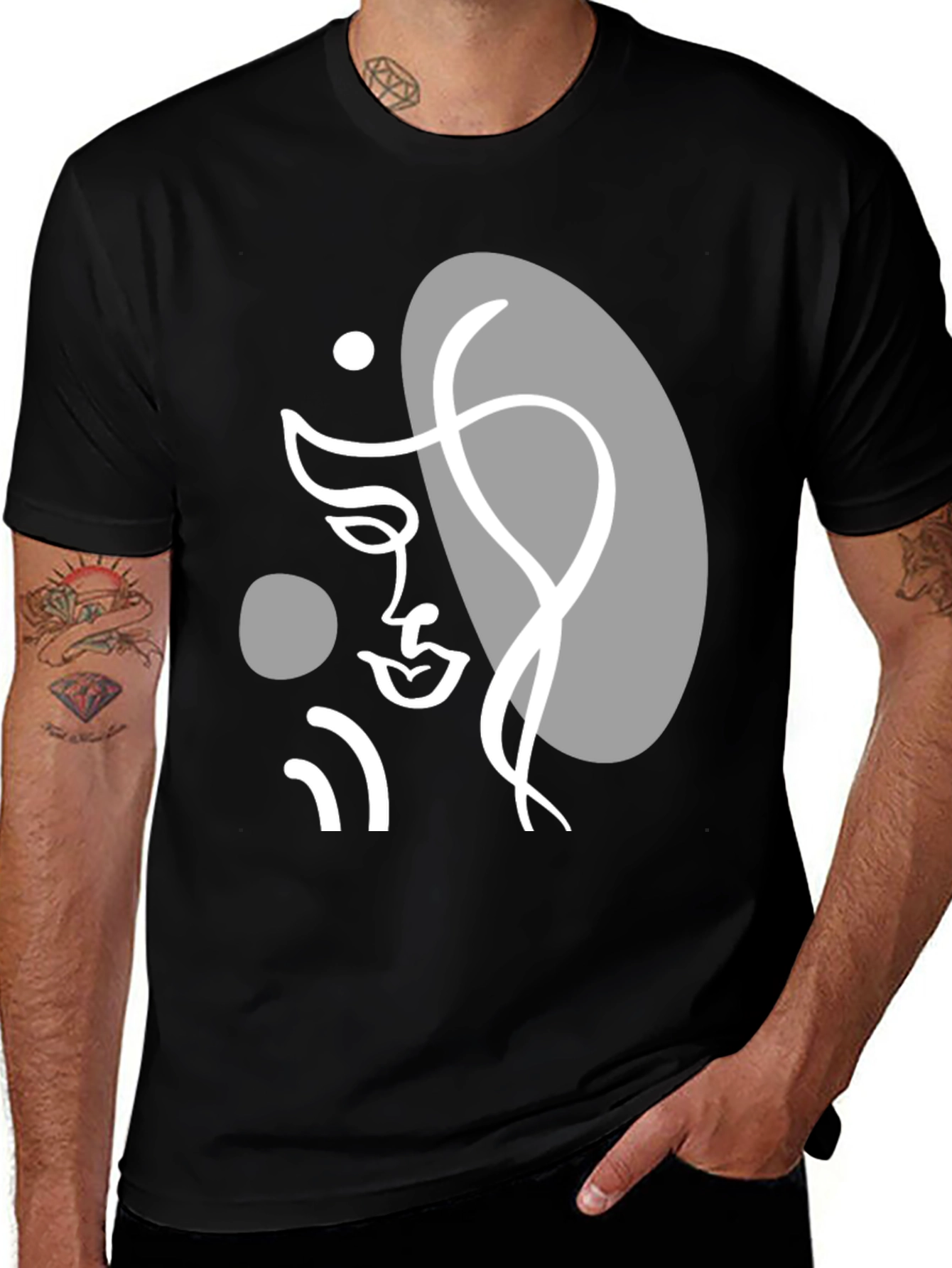Abstract Face Graphic Tee - Modern Art T-Shirt