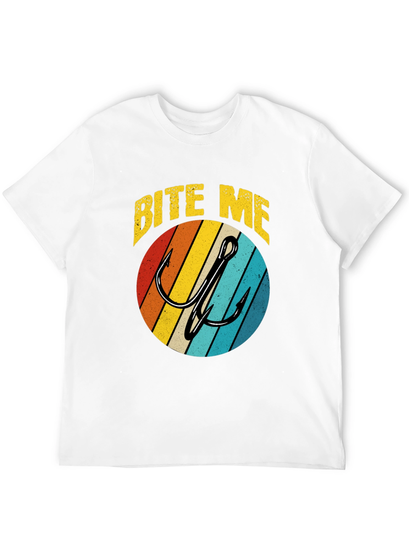 Bite Me Fishing Hook Graphic Tee - Retro Style