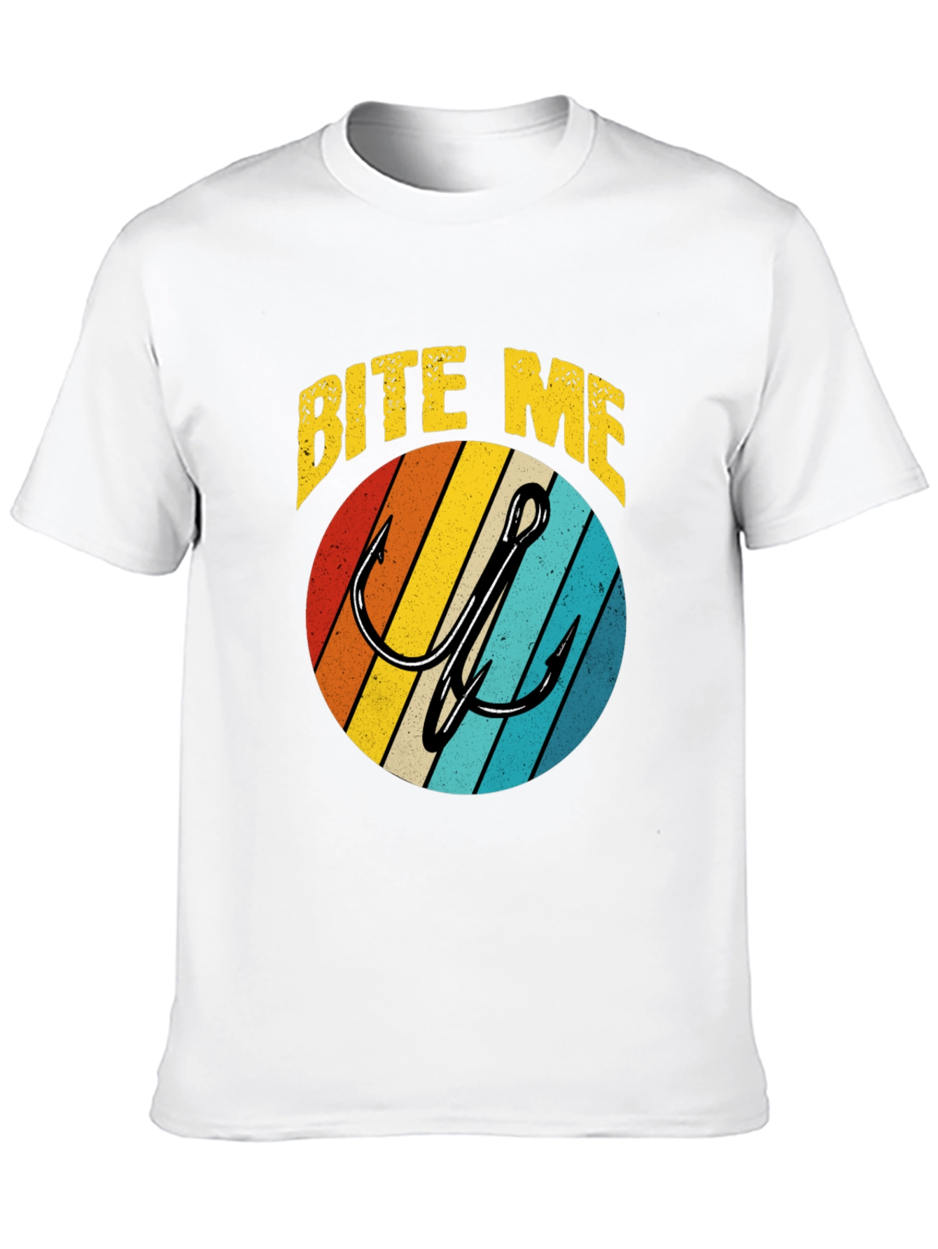 Bite Me Fishing Hook Graphic Tee - Retro Style