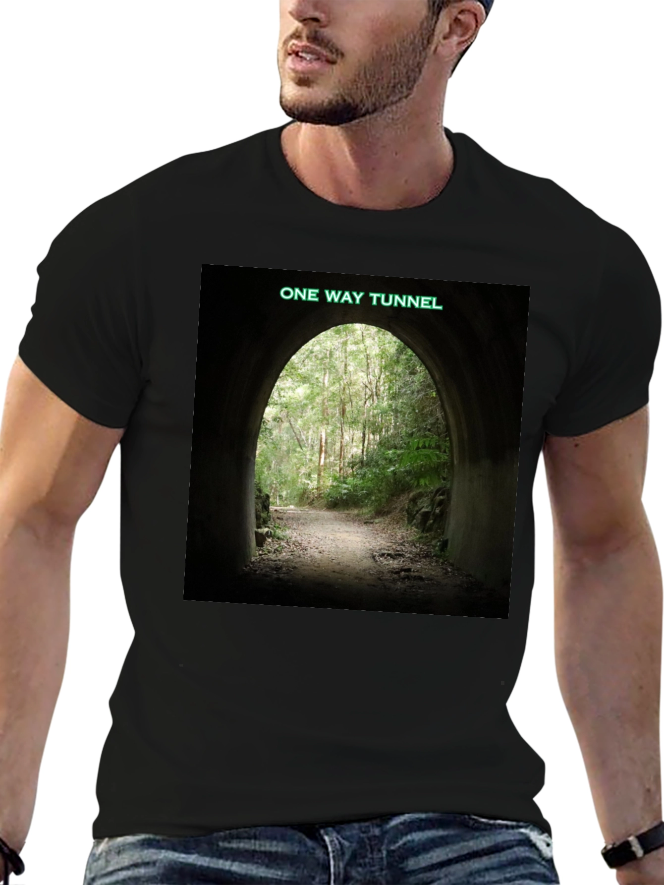 One Way Tunnel Black T-Shirt - Nature Adventure