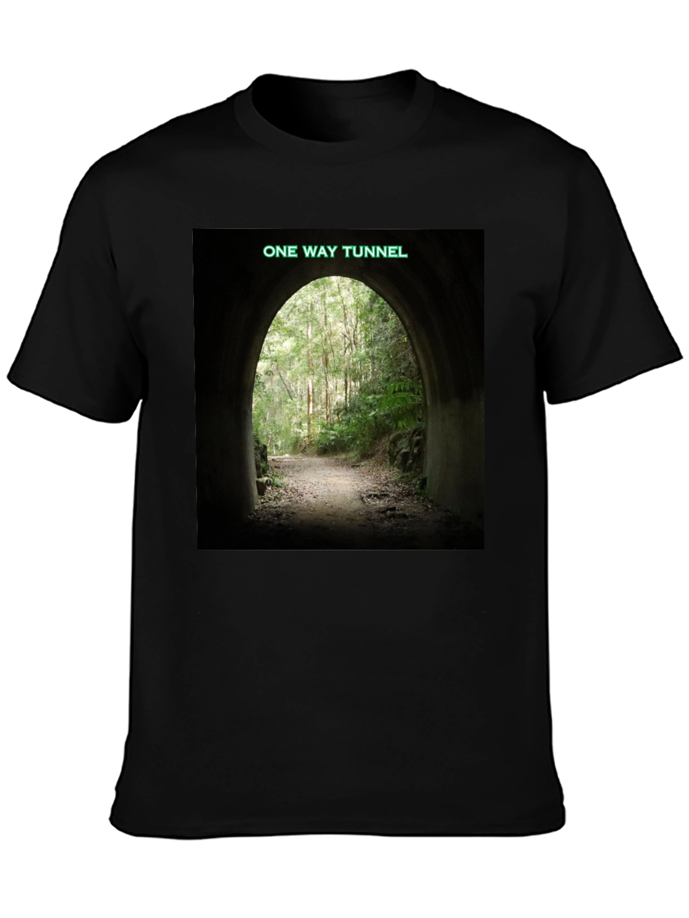 One Way Tunnel Black T-Shirt - Nature Adventure
