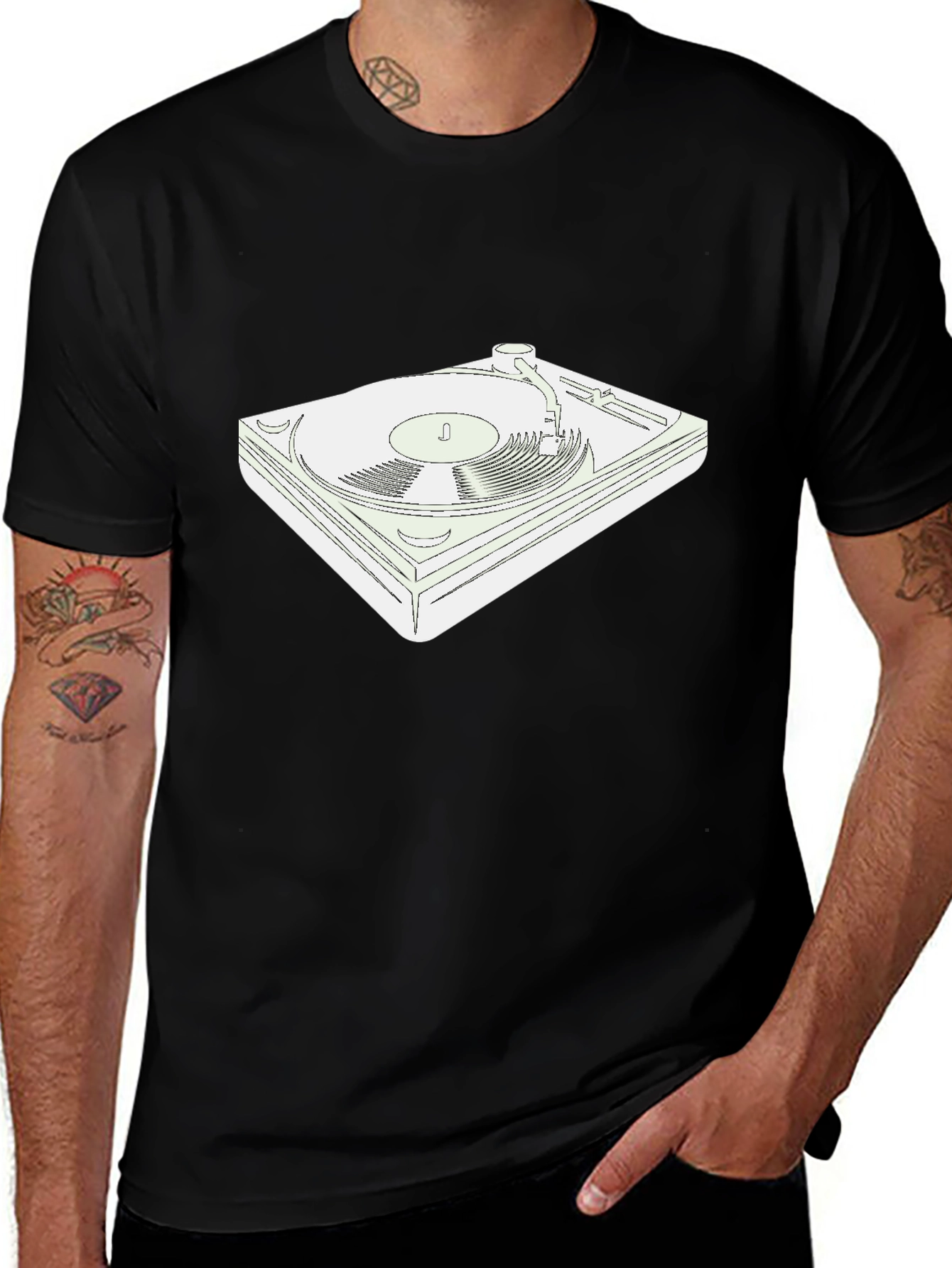 Turntable Graphic T-Shirt - Black Cotton Tee