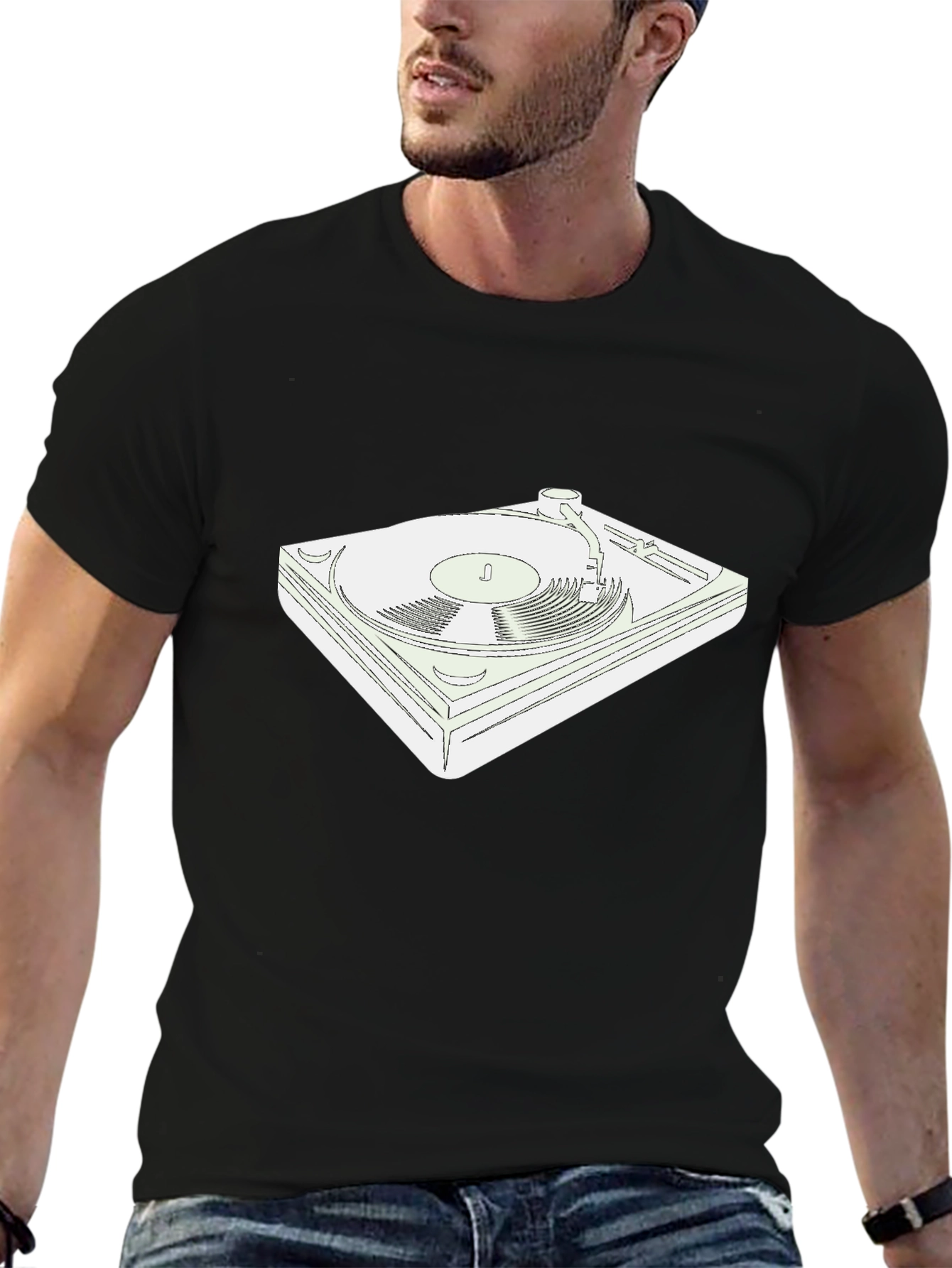 Turntable Graphic T-Shirt - Black Cotton Tee