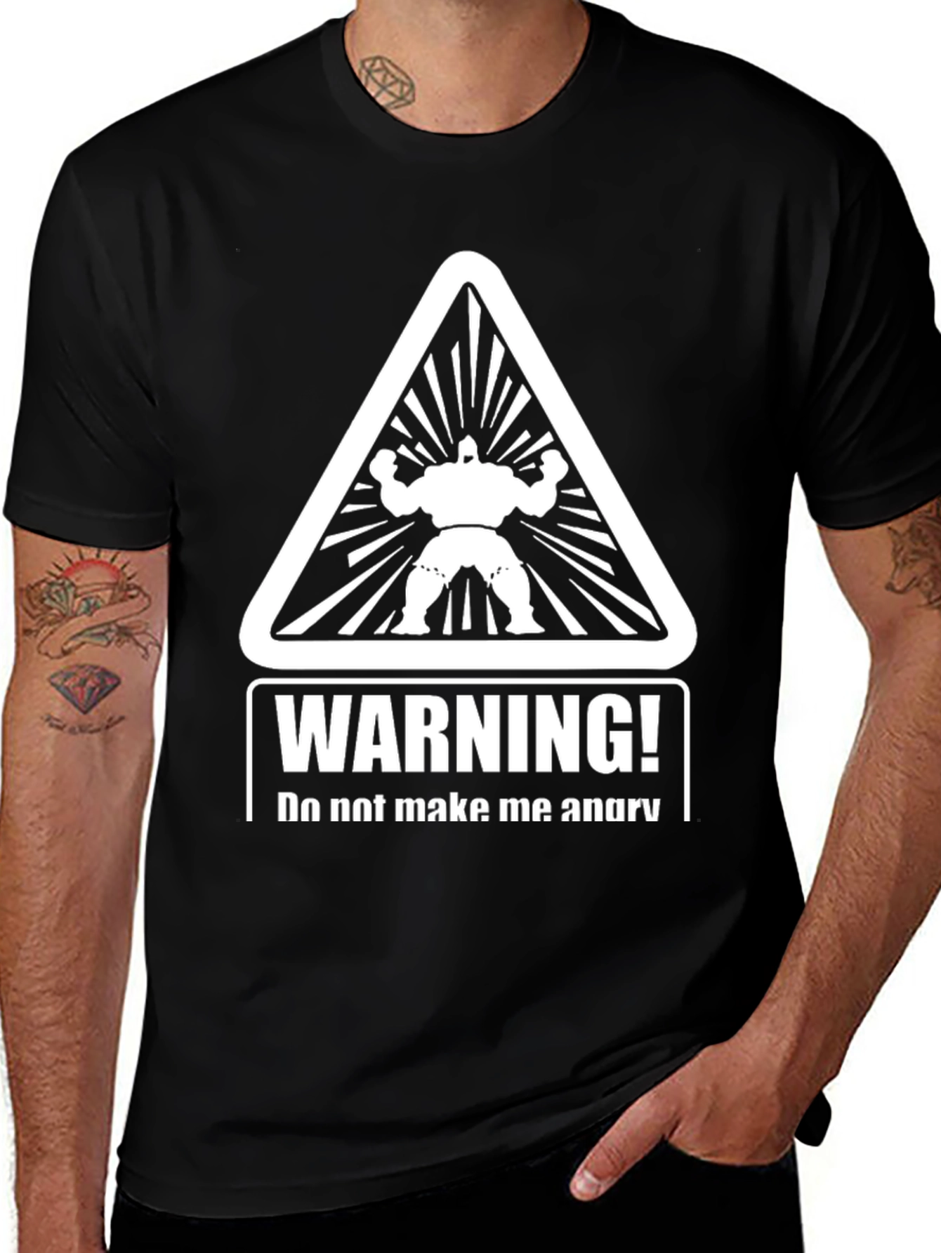 Warning Angry Man Black T-Shirt