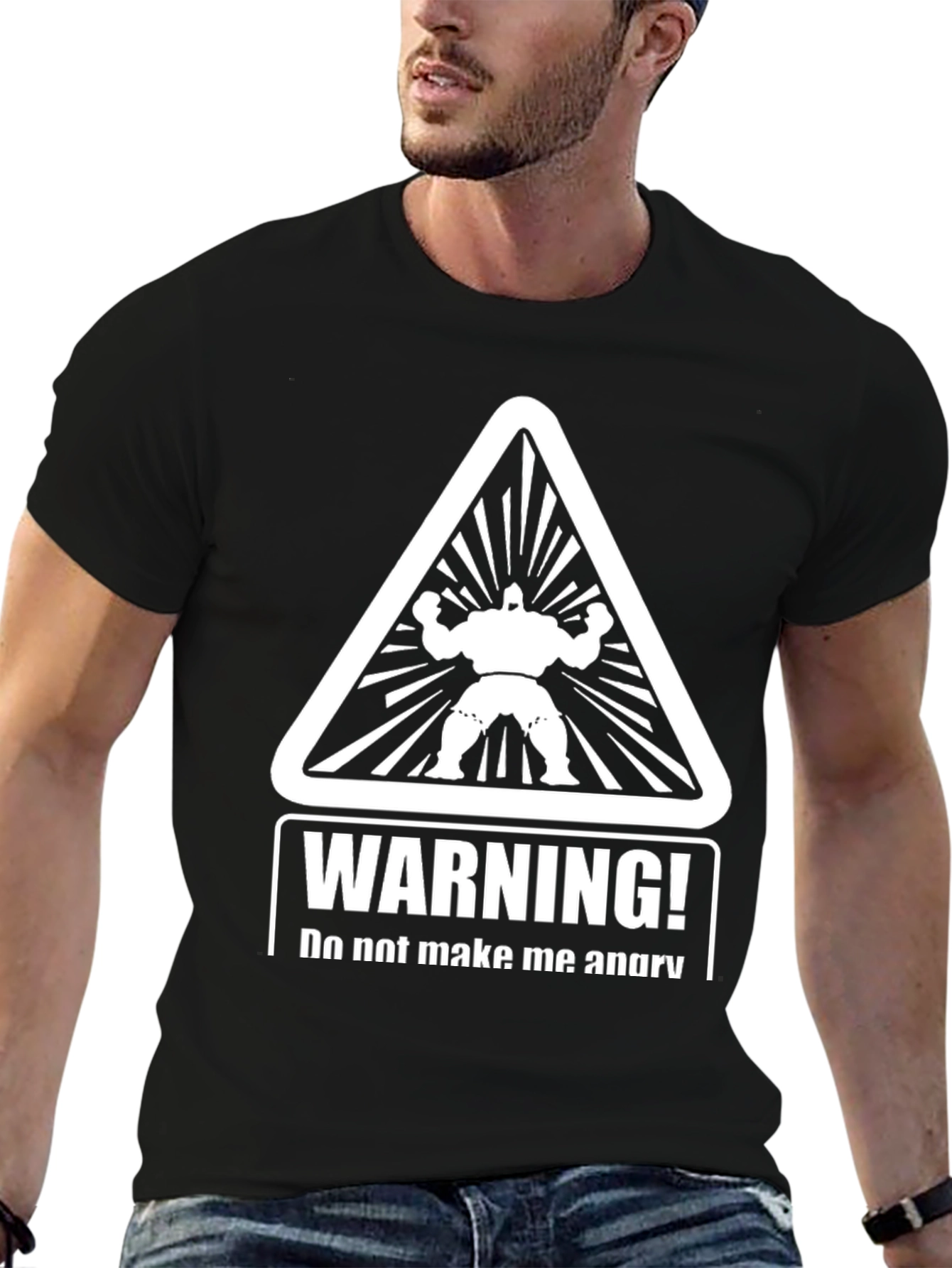 Warning Angry Man Black T-Shirt
