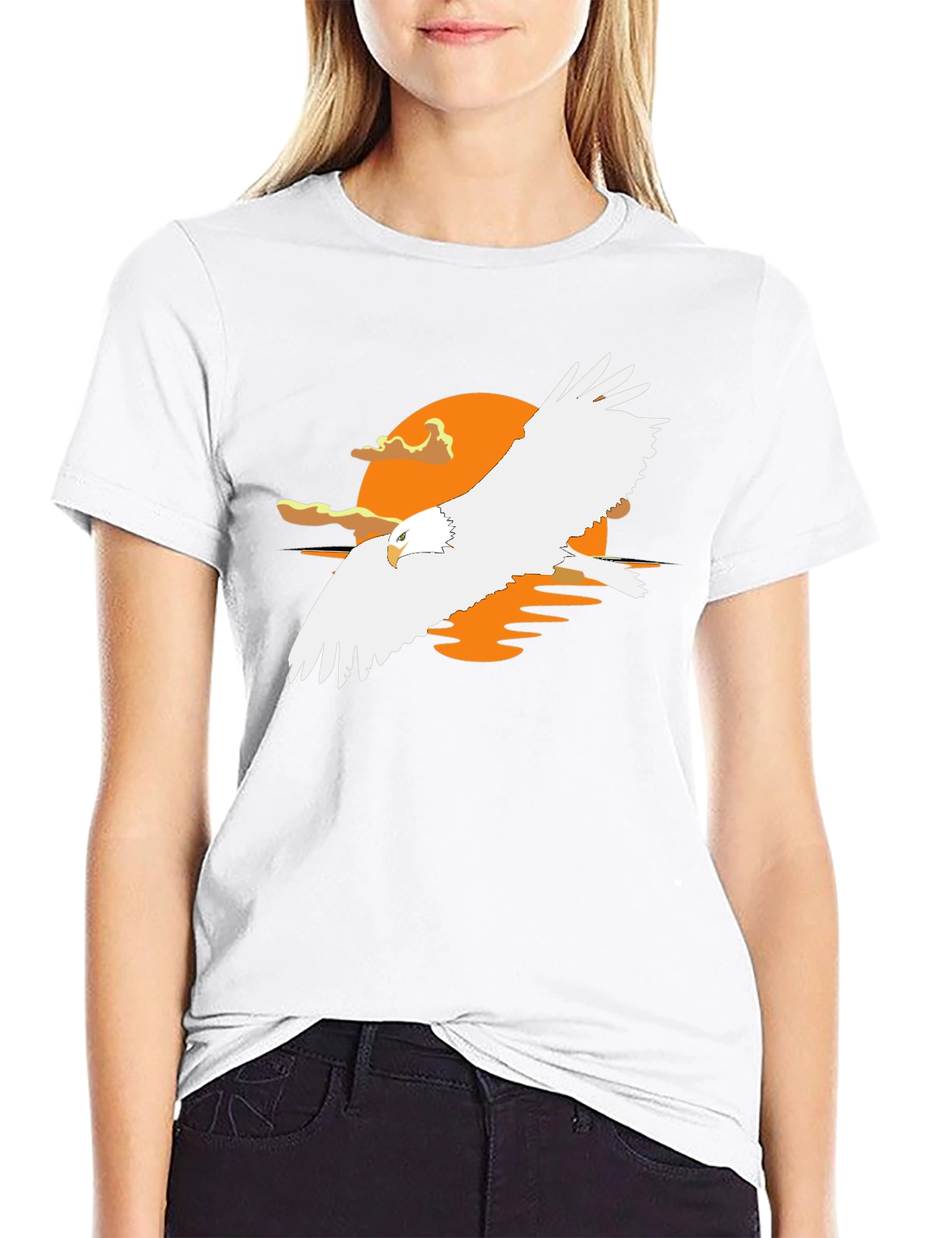 Eagle Sunset Graphic Tee - Stylish Black T-Shirt