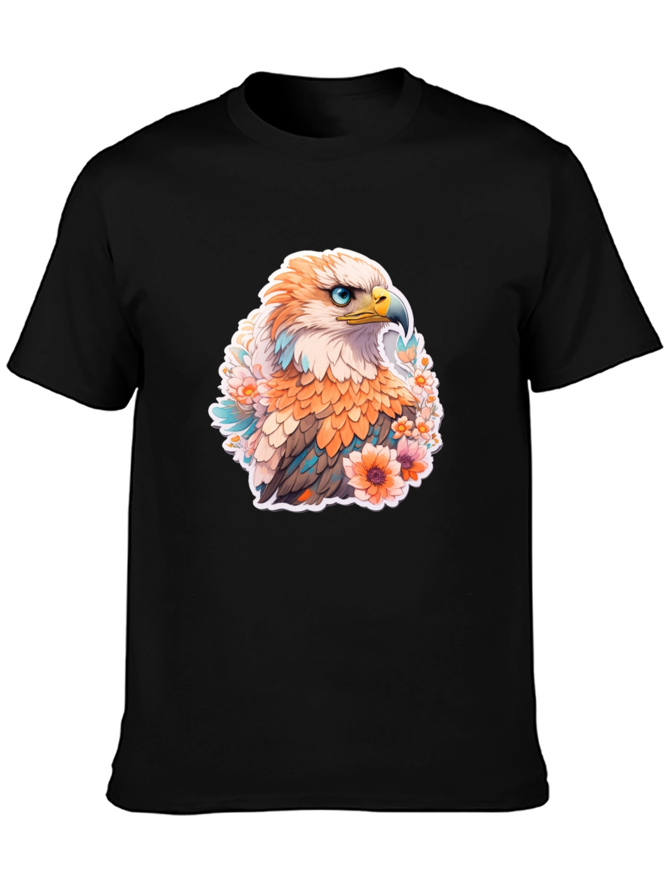 Floral Eagle Graphic Tee - Mens Black T-Shirt