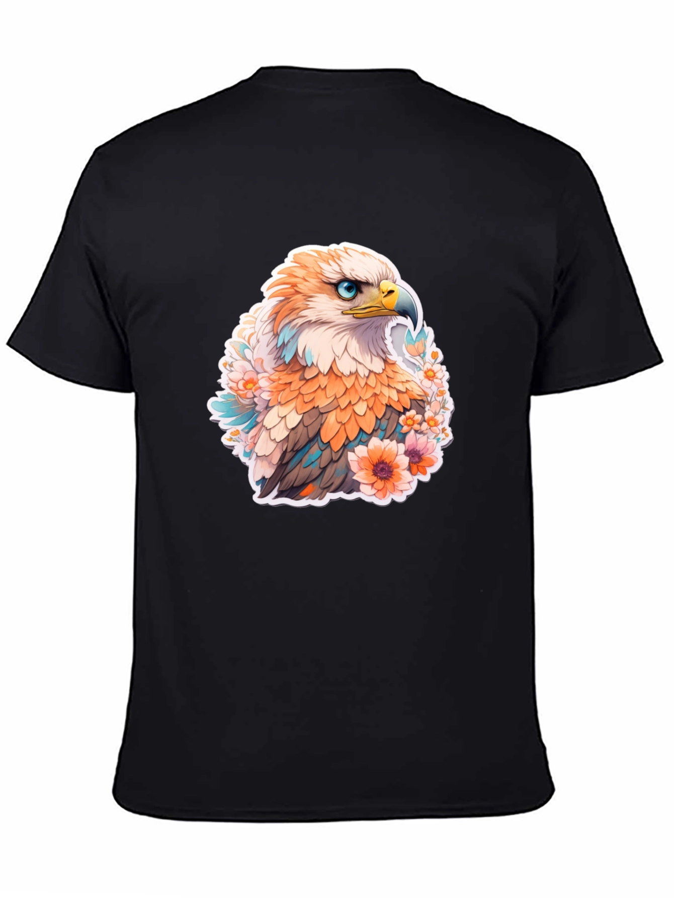 Floral Eagle Graphic Tee - Mens Black T-Shirt