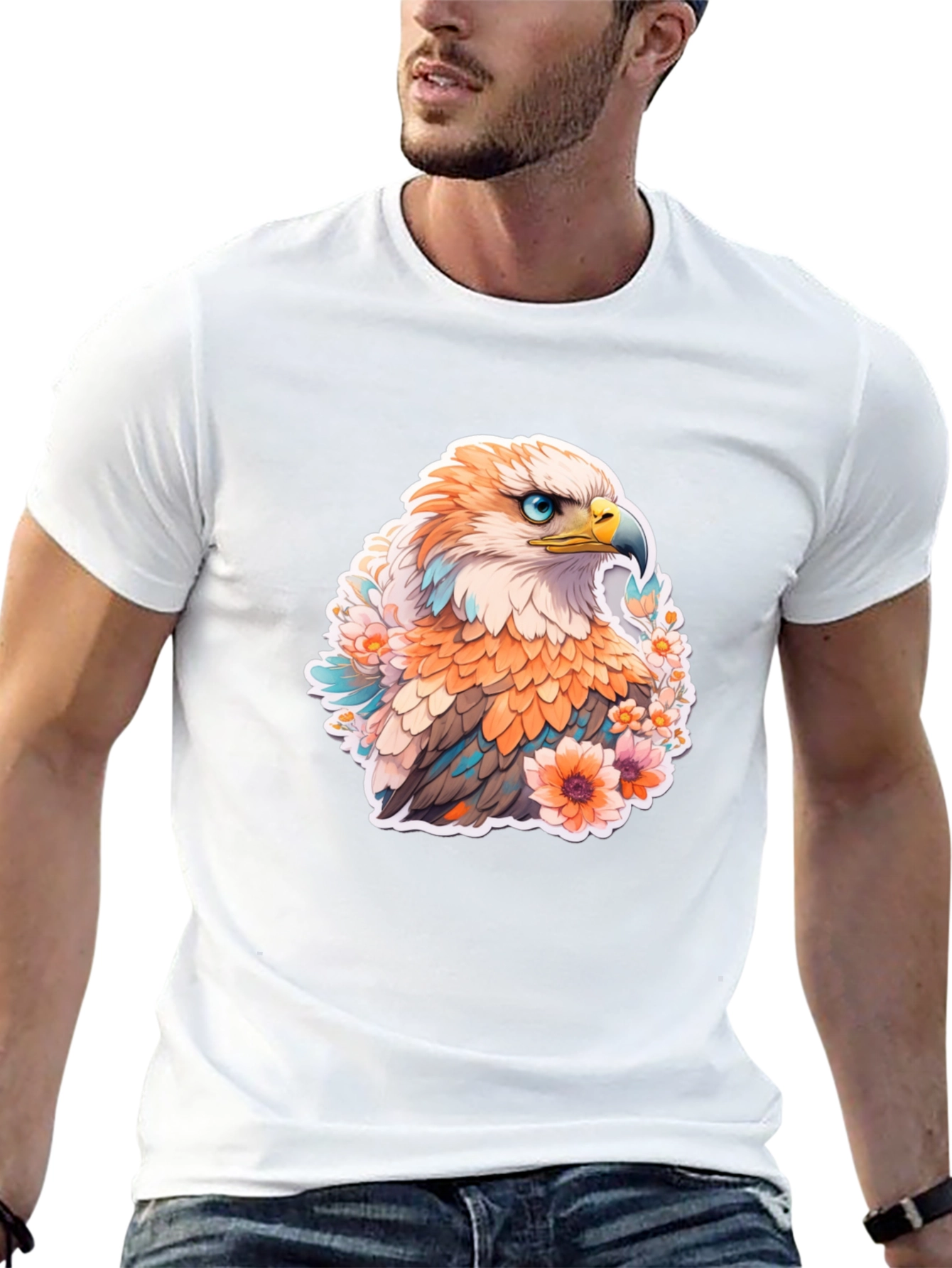 Floral Eagle Graphic Tee - Mens Black T-Shirt