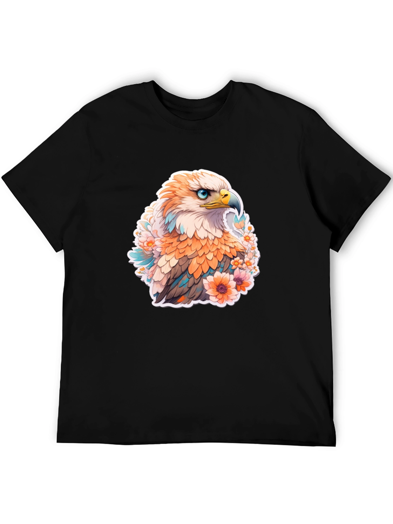 Floral Eagle Graphic Tee - Mens Black T-Shirt