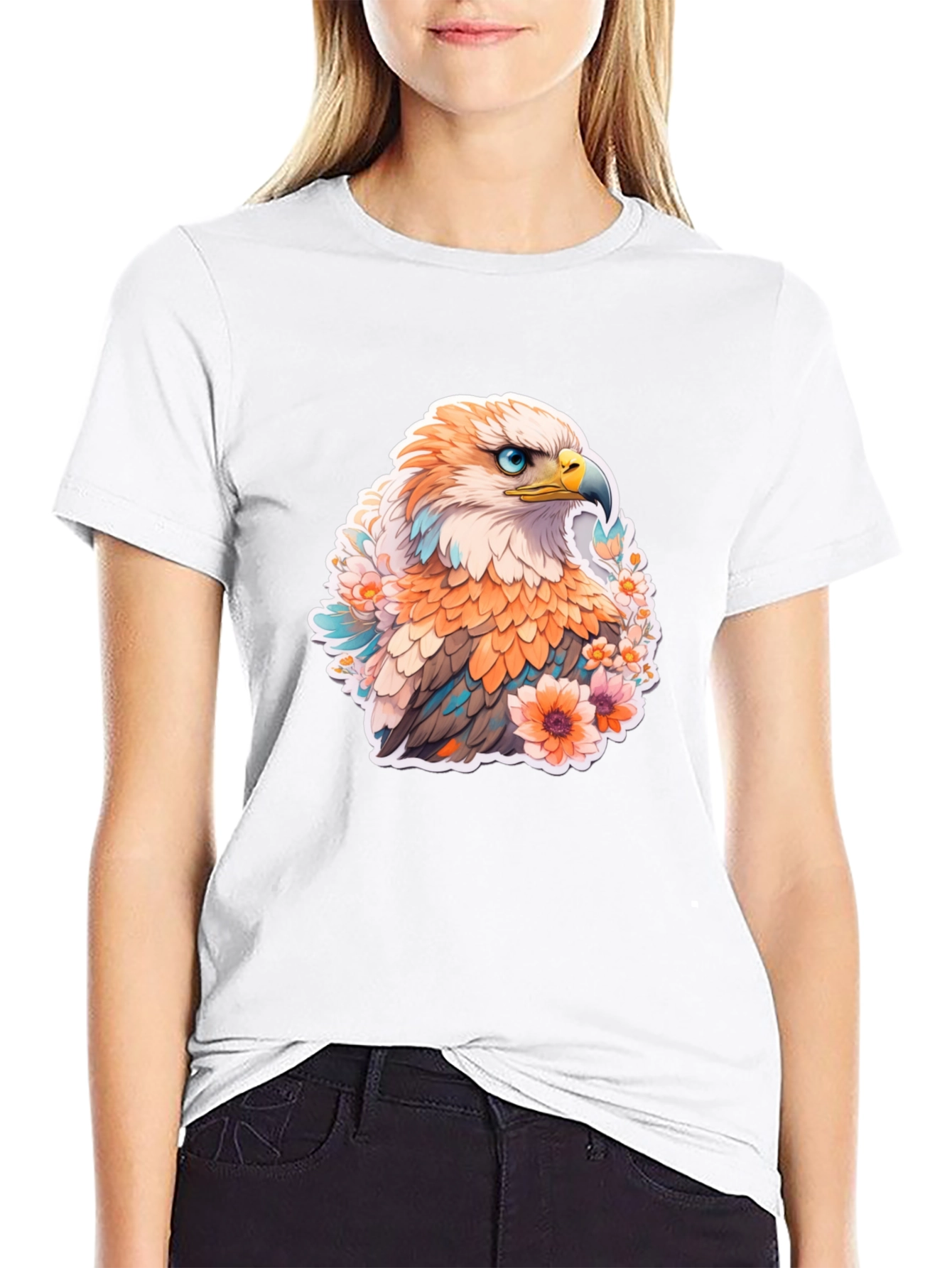 Floral Eagle Graphic Tee - Mens Black T-Shirt