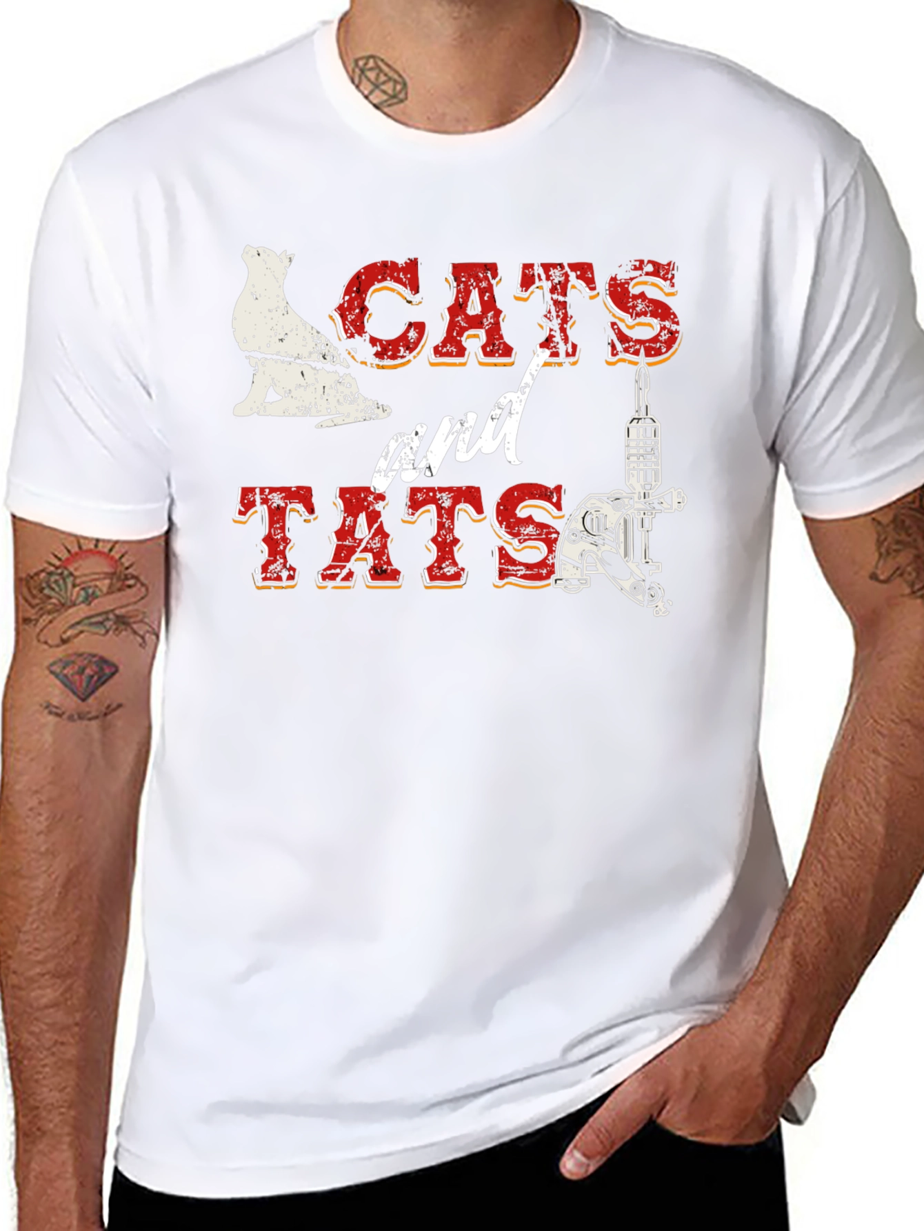 Cats and Tats Graphic T-Shirt - Black