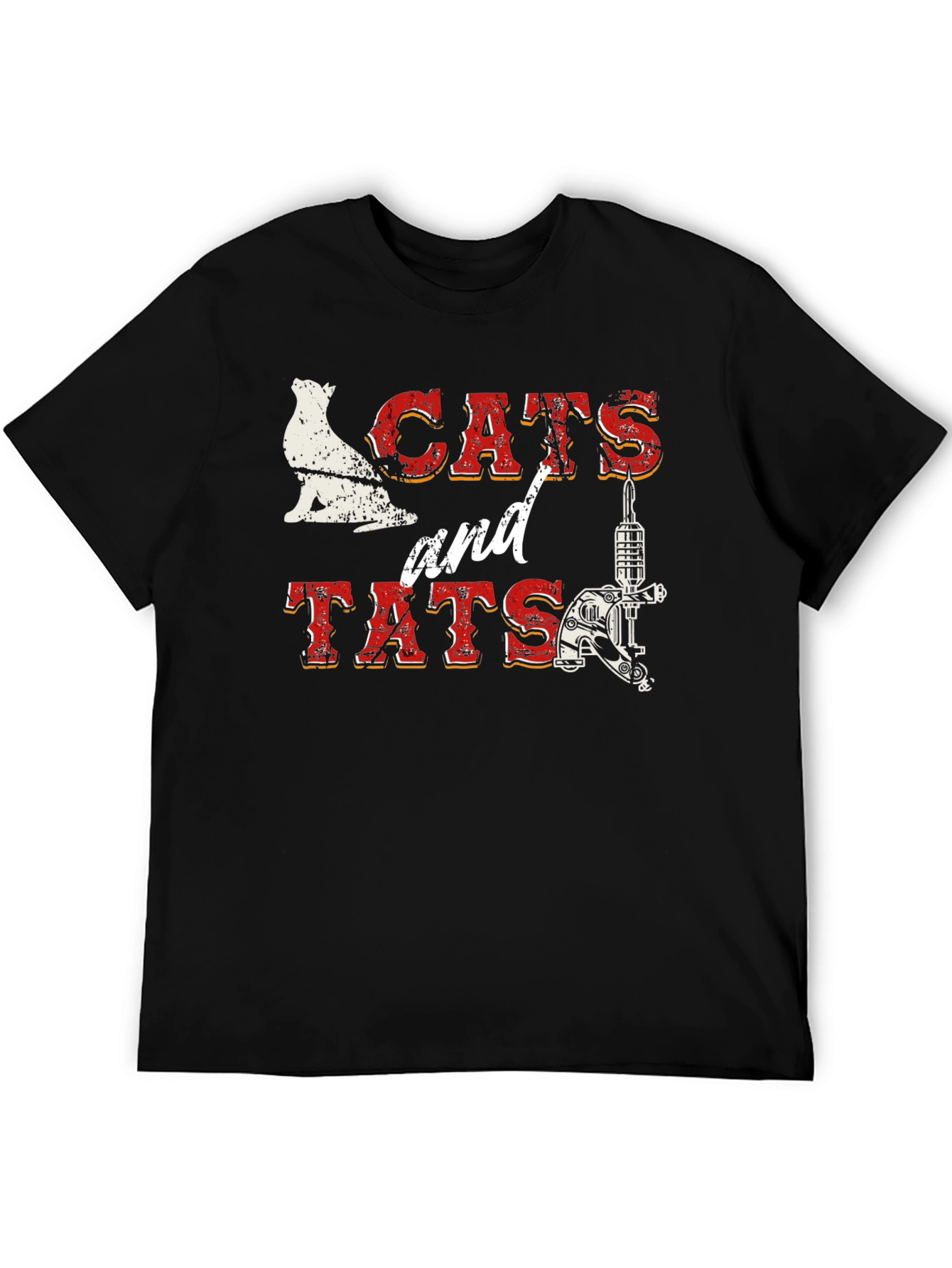 Cats and Tats Graphic T-Shirt - Black