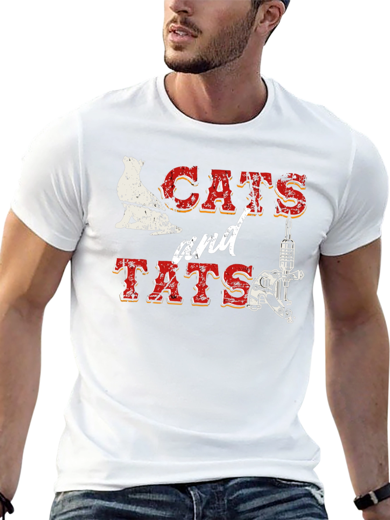 Cats and Tats Graphic T-Shirt - Black