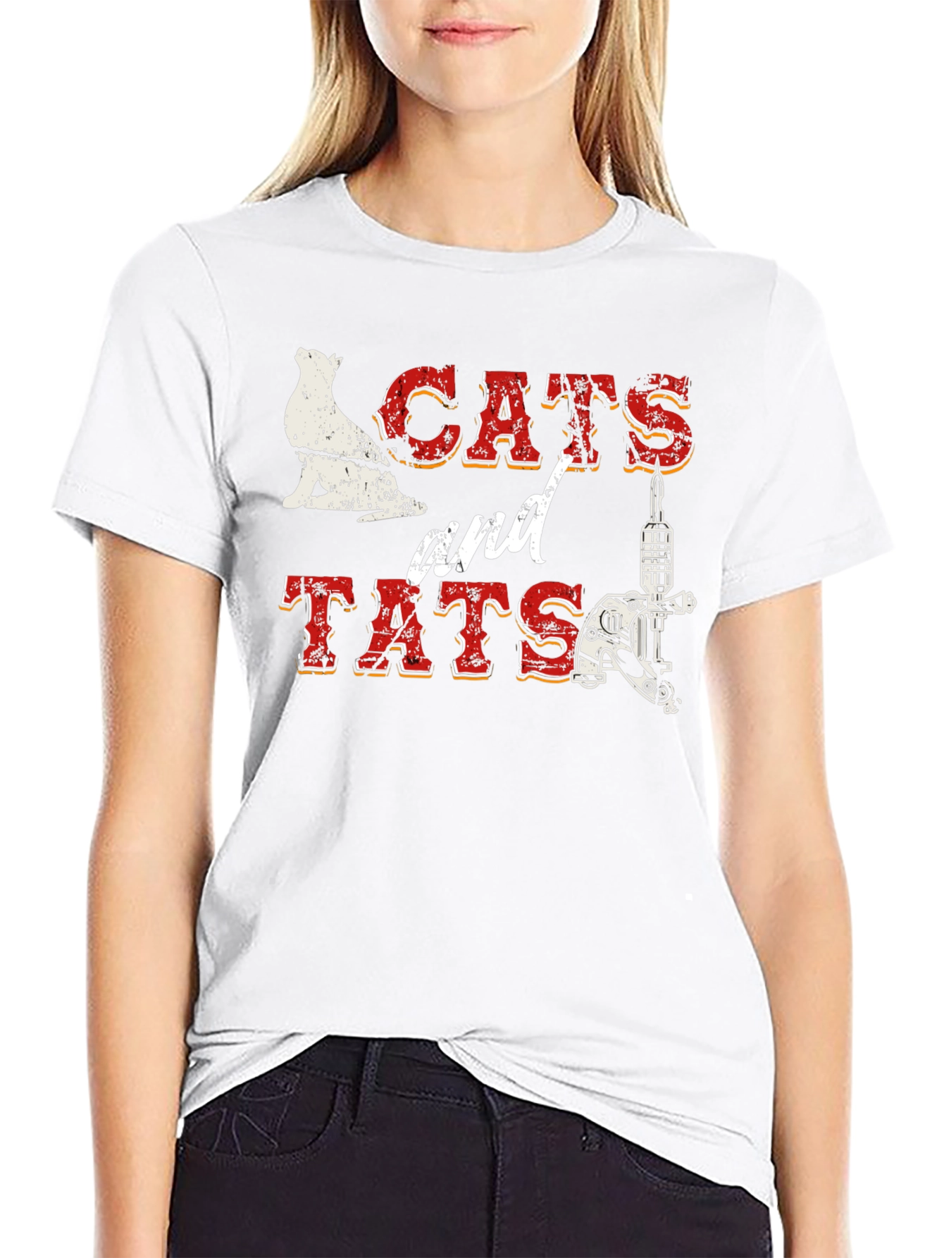 Cats and Tats Graphic T-Shirt - Black