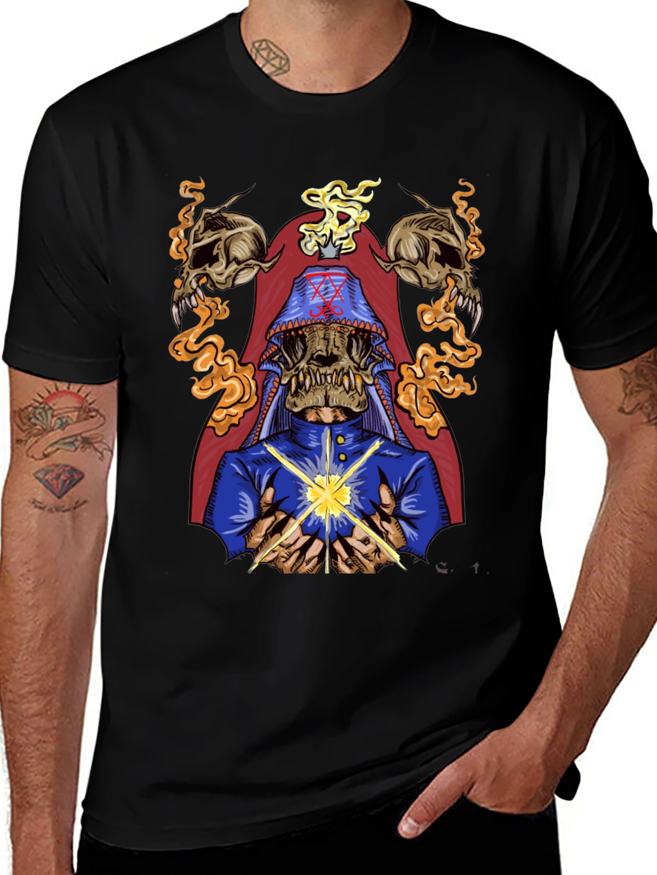 Occult Skull Graphic Tee - Dark Aesthetic Cotton T-Shirt
