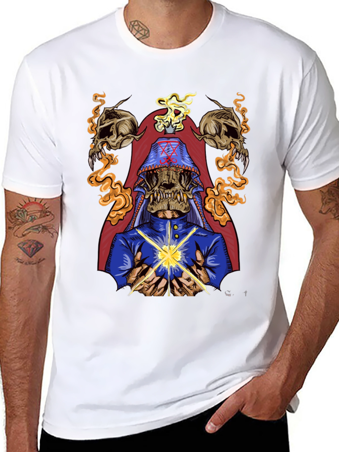 Occult Skull Graphic Tee - Dark Aesthetic Cotton T-Shirt
