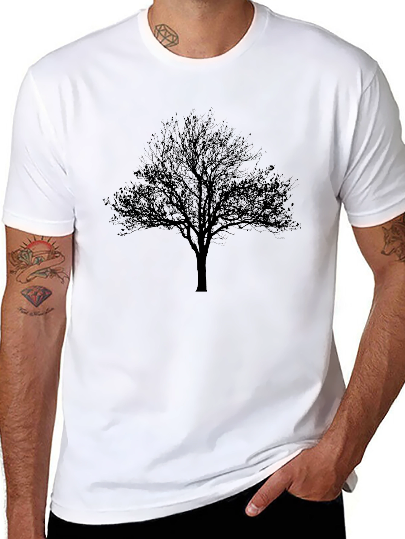 Monochrome Tree Graphic Tee - Mens Black T-Shirt