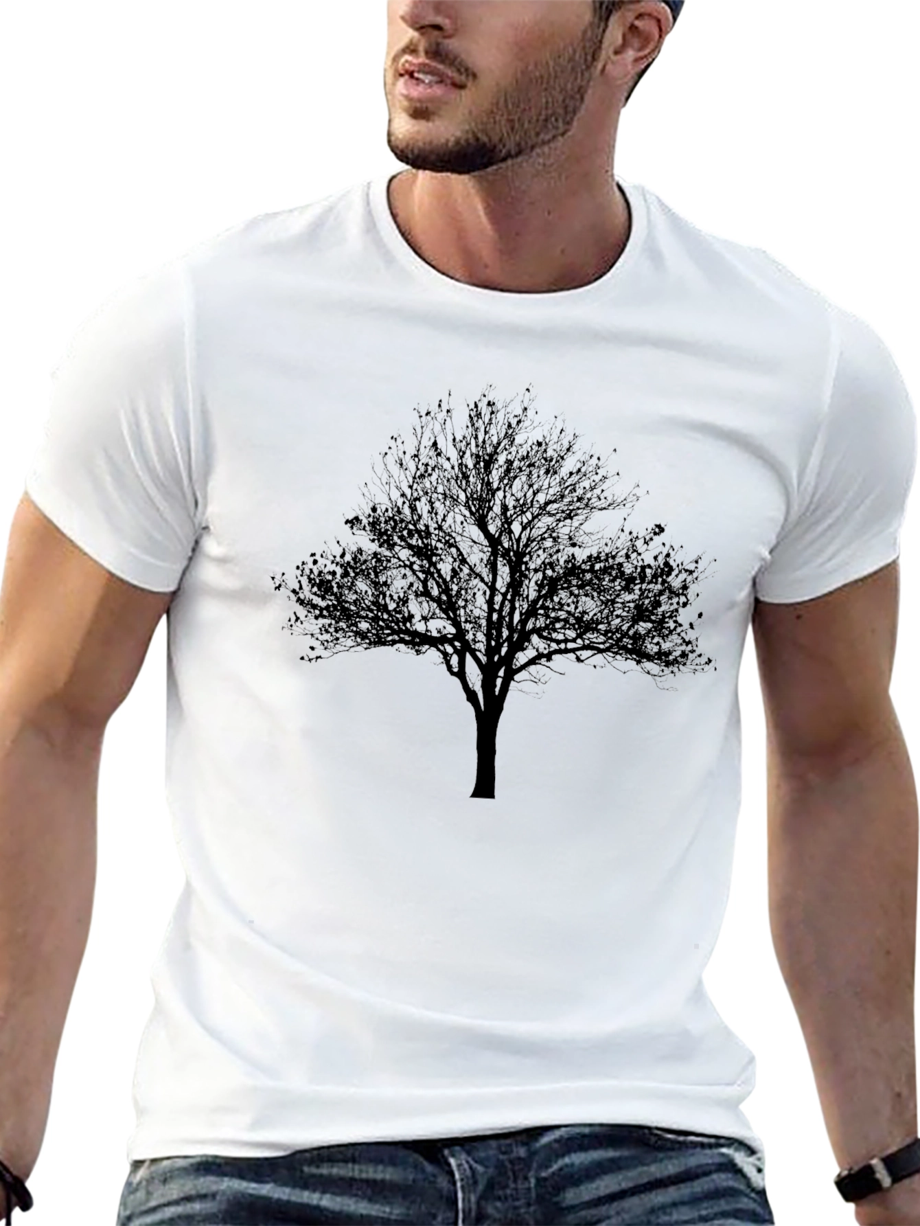 Monochrome Tree Graphic Tee - Mens Black T-Shirt