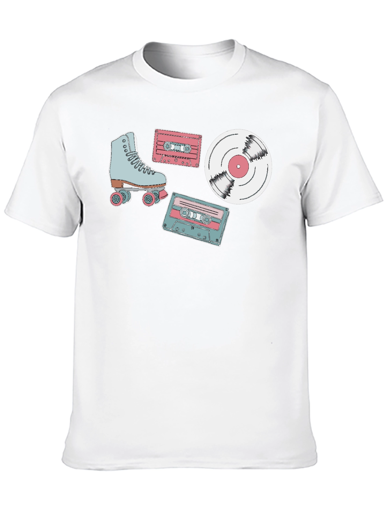 Retro Roller Skate Cassette and Vinyl T-Shirt