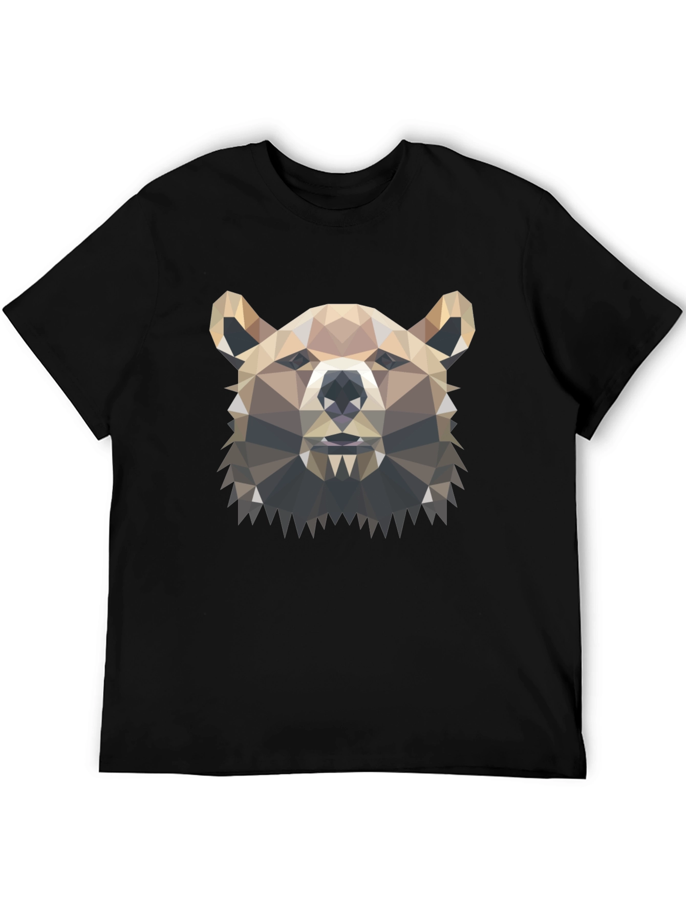 Geometric Bear Graphic Tee - Modern Polygon Design