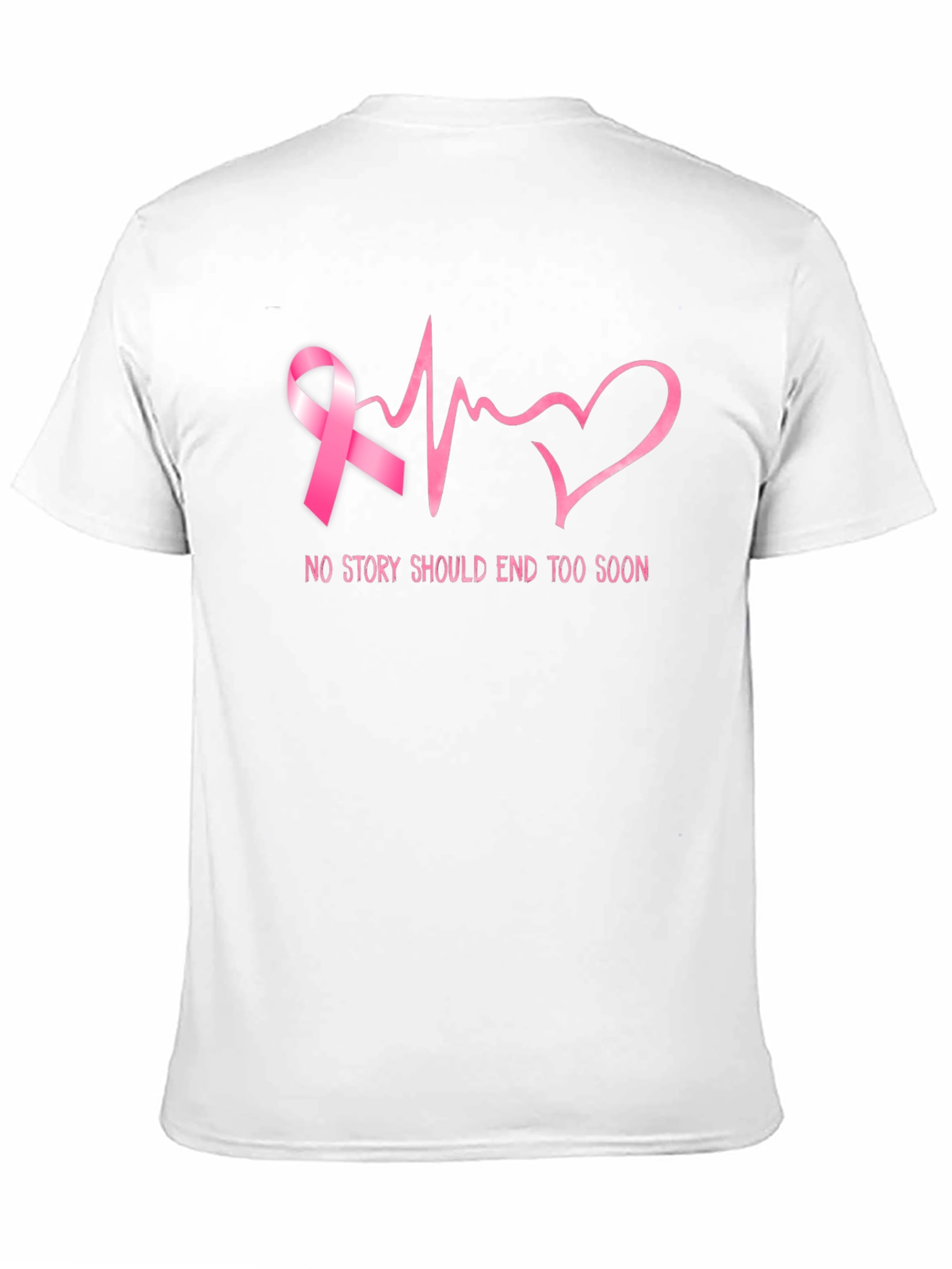 Breast Cancer Awareness Ribbon Heartbeat Graphic T-Shirt