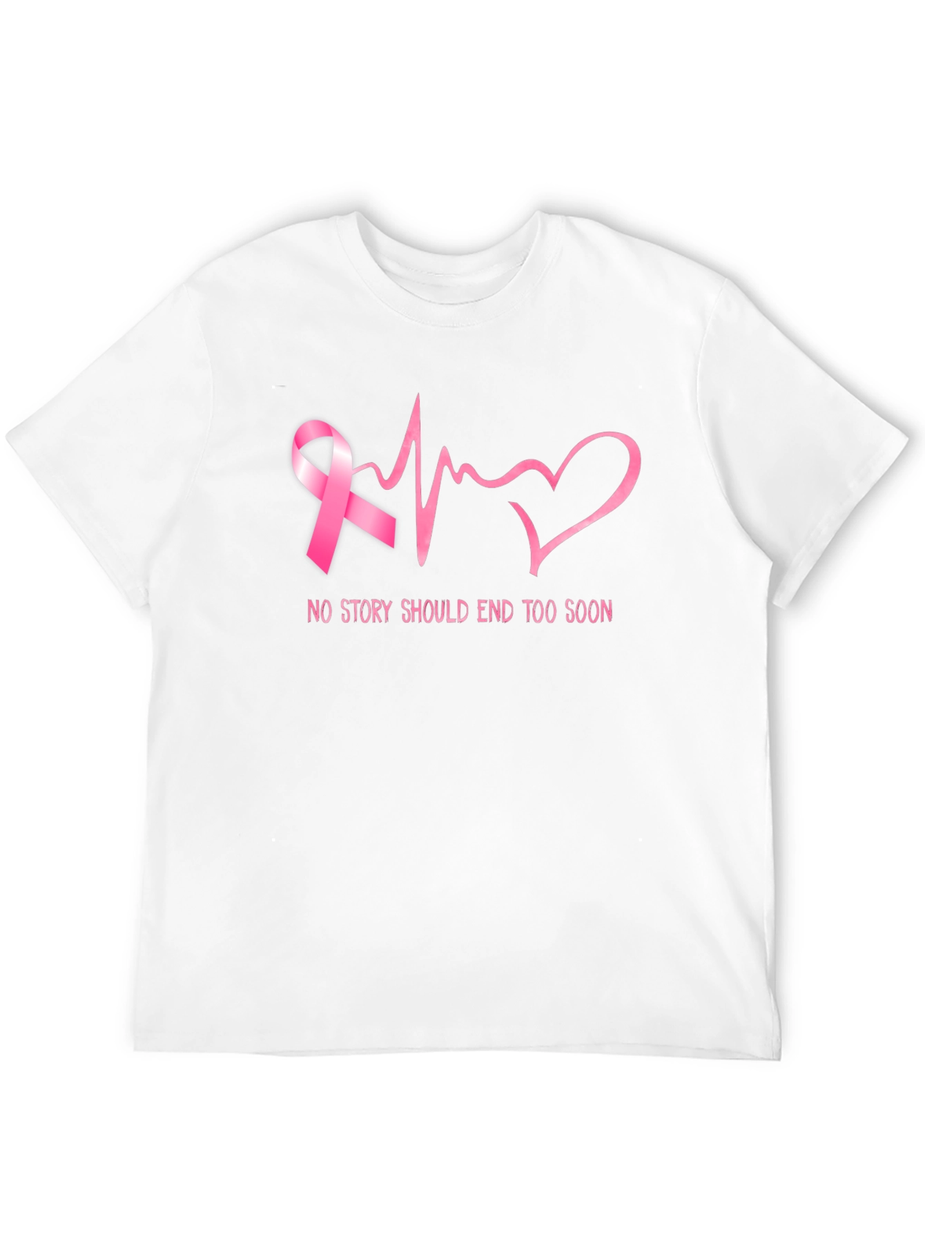 Breast Cancer Awareness Ribbon Heartbeat Graphic T-Shirt