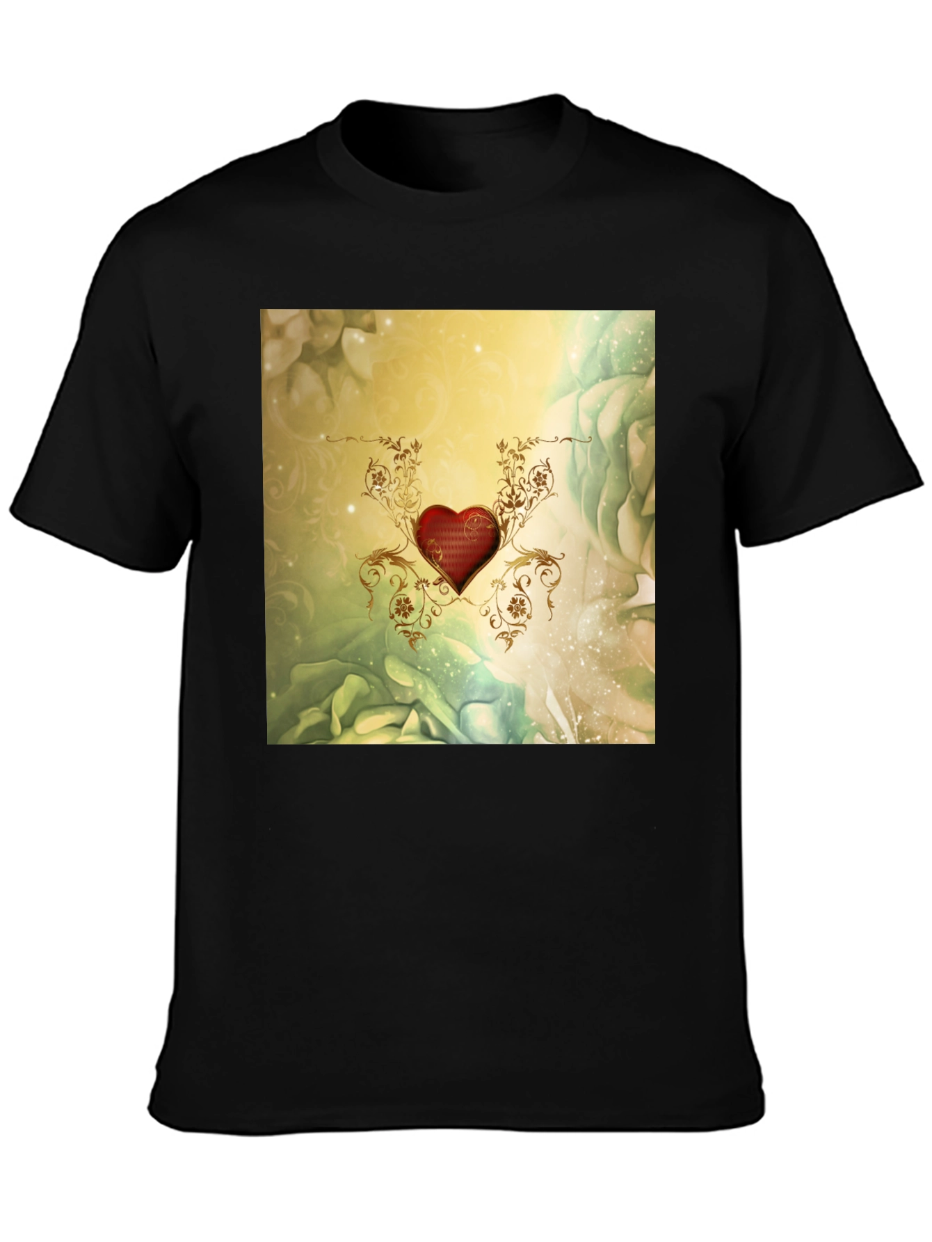 Elegant Heart Floral T-Shirt